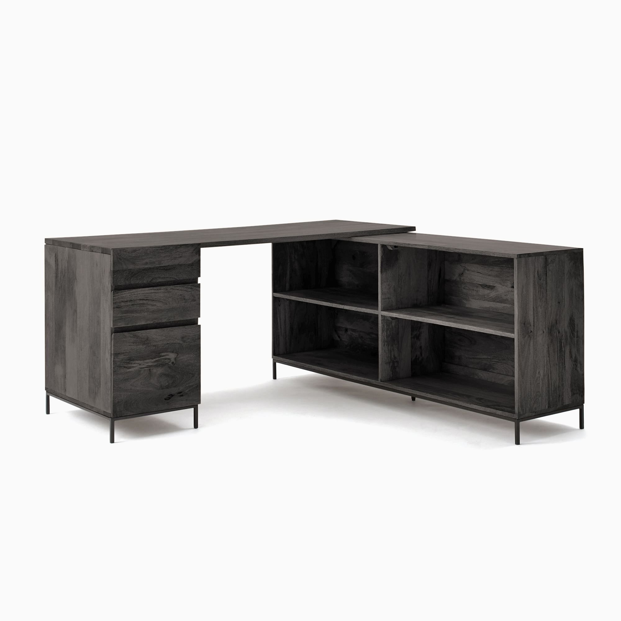 Industrial Modular Desk w/ File Cabinet & Bookcase | West Elm