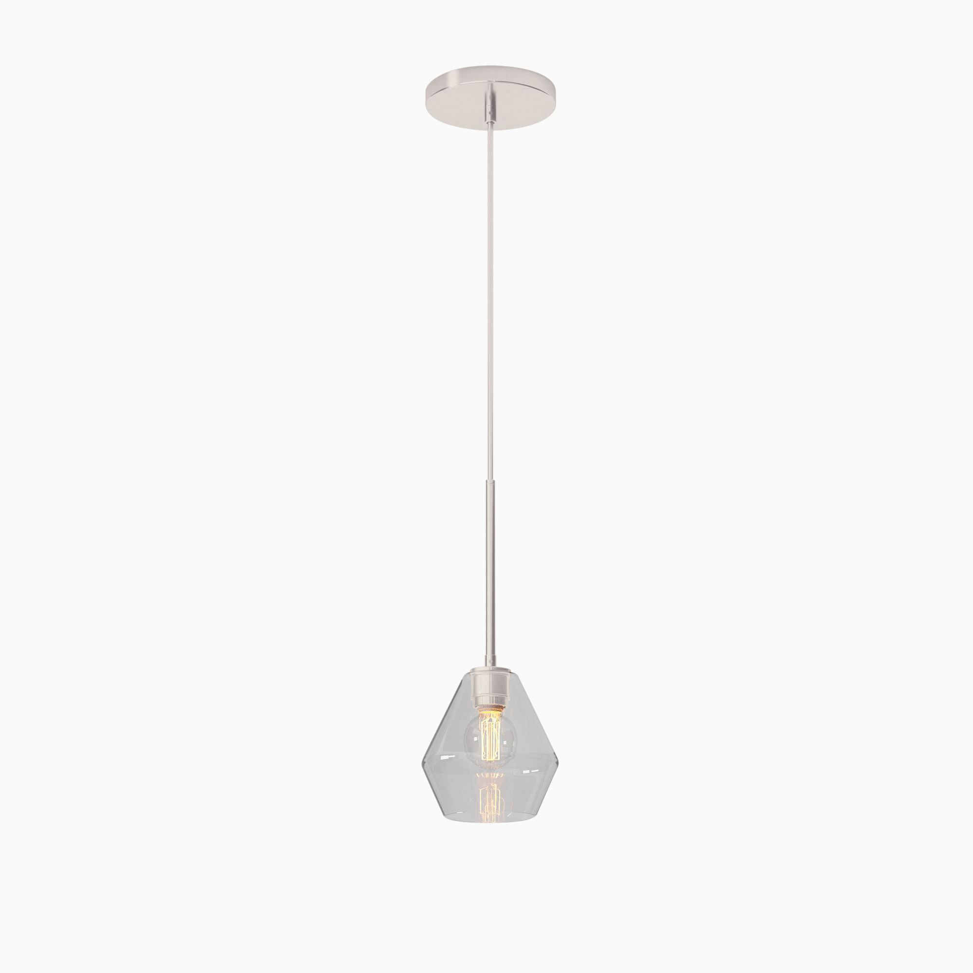 Sculptural Glass Geo Pendant Light - Large (Clear) | West Elm