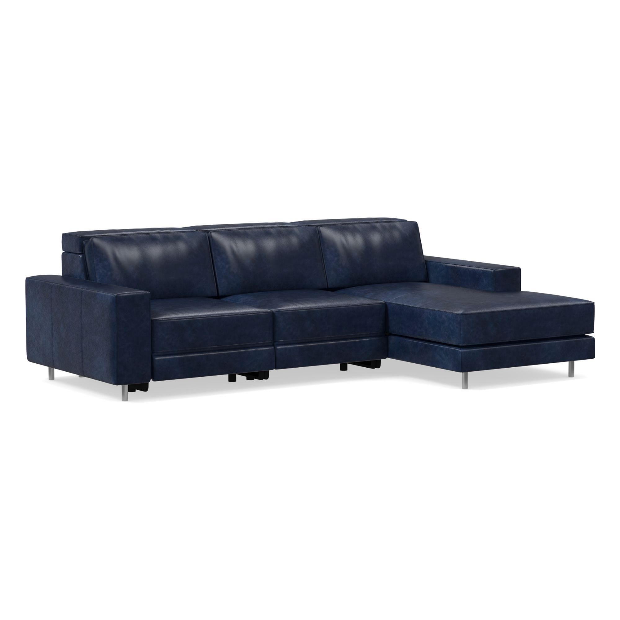 Axel Motion Leather 3 Piece Reclining Chaise Sectional | Sofa With West Elm