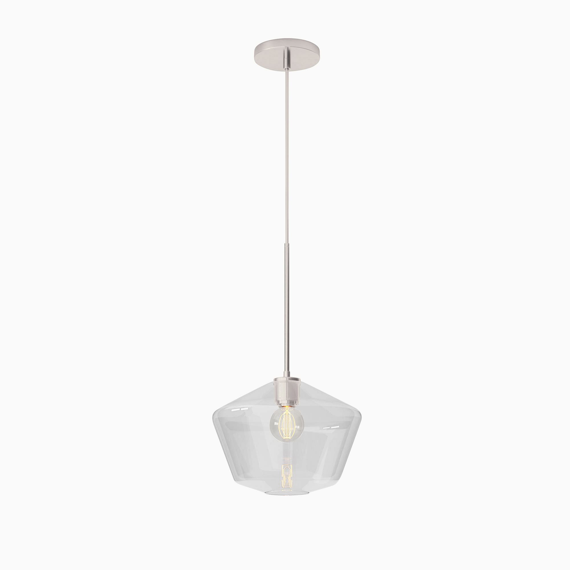 Sculptural Glass Geo Pendant Light - Large (Clear) | West Elm