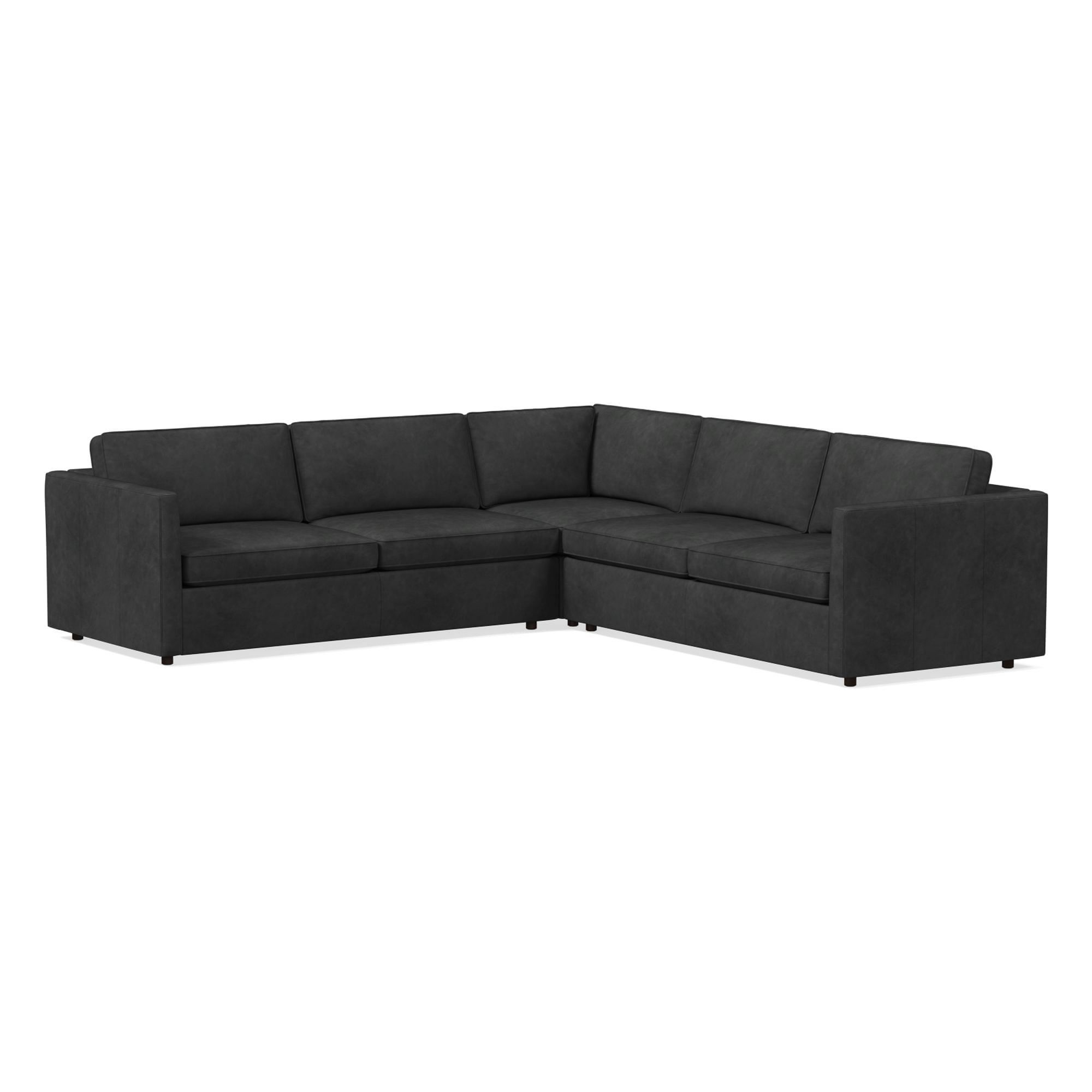 Harris Leather 3-Piece L-Shaped Sectional (105"–115") | West Elm