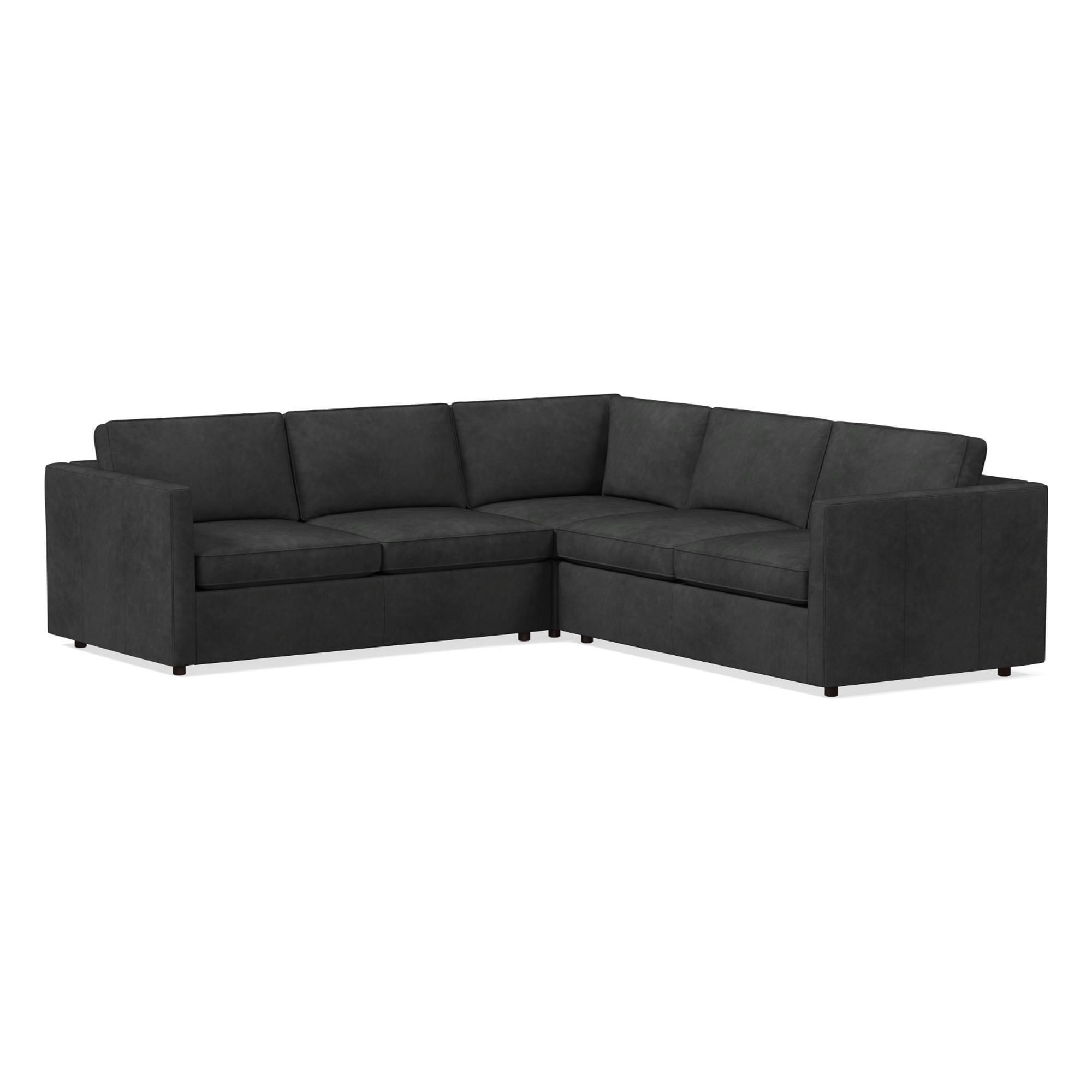 Harris Leather 3-Piece L-Shaped Sectional (105"–115") | West Elm