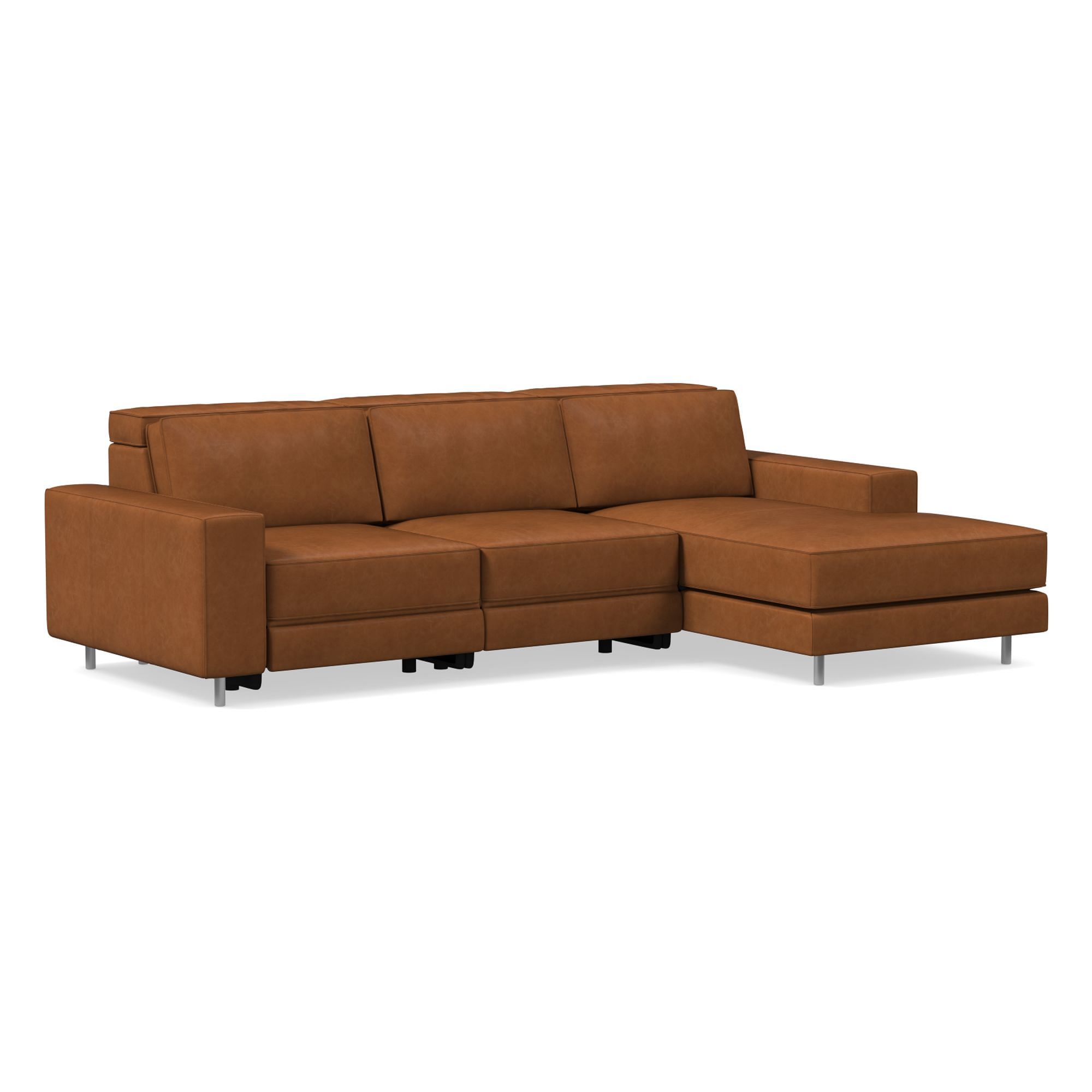 Axel Motion Leather 3 Piece Reclining Chaise Sectional | Sofa With West Elm