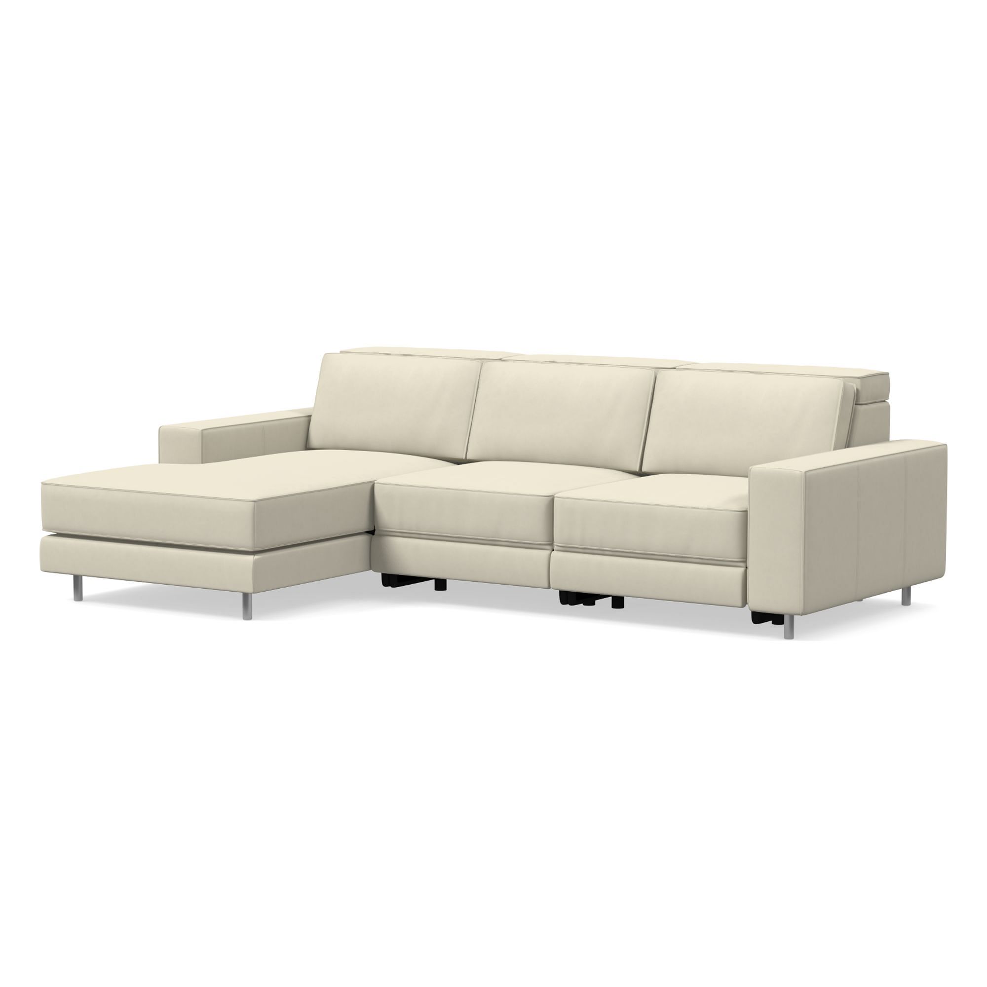 Axel Motion Leather 3 Piece Reclining Chaise Sectional | Sofa With West Elm