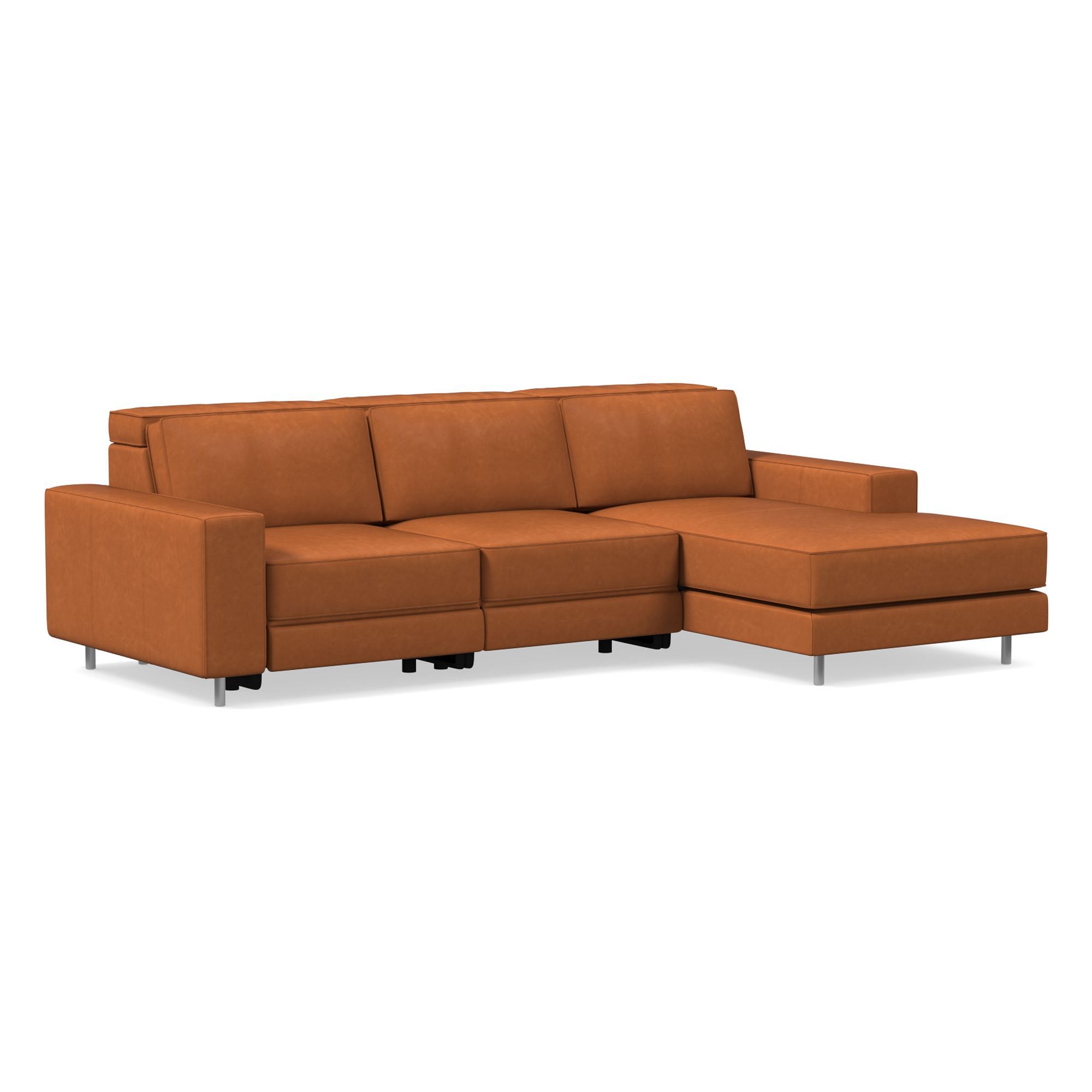 Axel Motion Leather 3 Piece Reclining Chaise Sectional | Sofa With West Elm