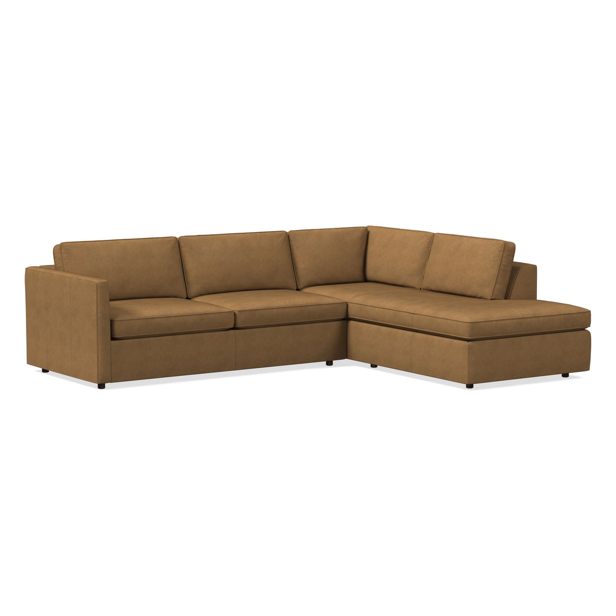 Harris Leather 2-Piece Bumper Chaise Sectional (106"–116") | West Elm