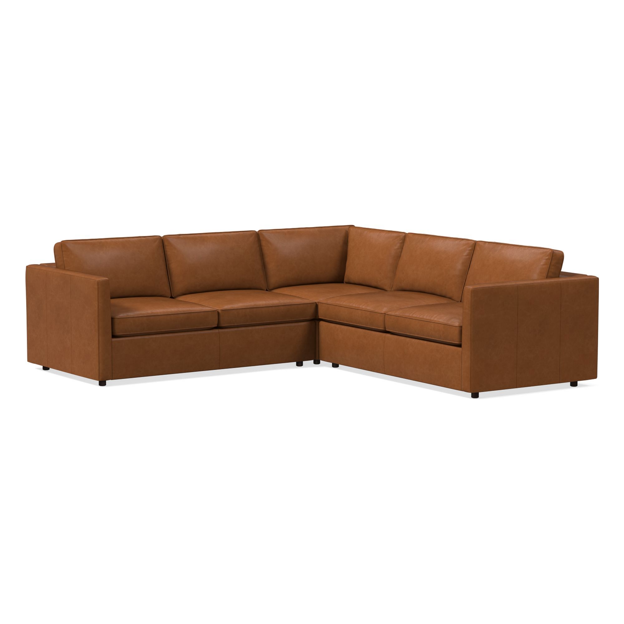 Harris Leather 3-Piece L-Shaped Sectional (105"–115") | West Elm