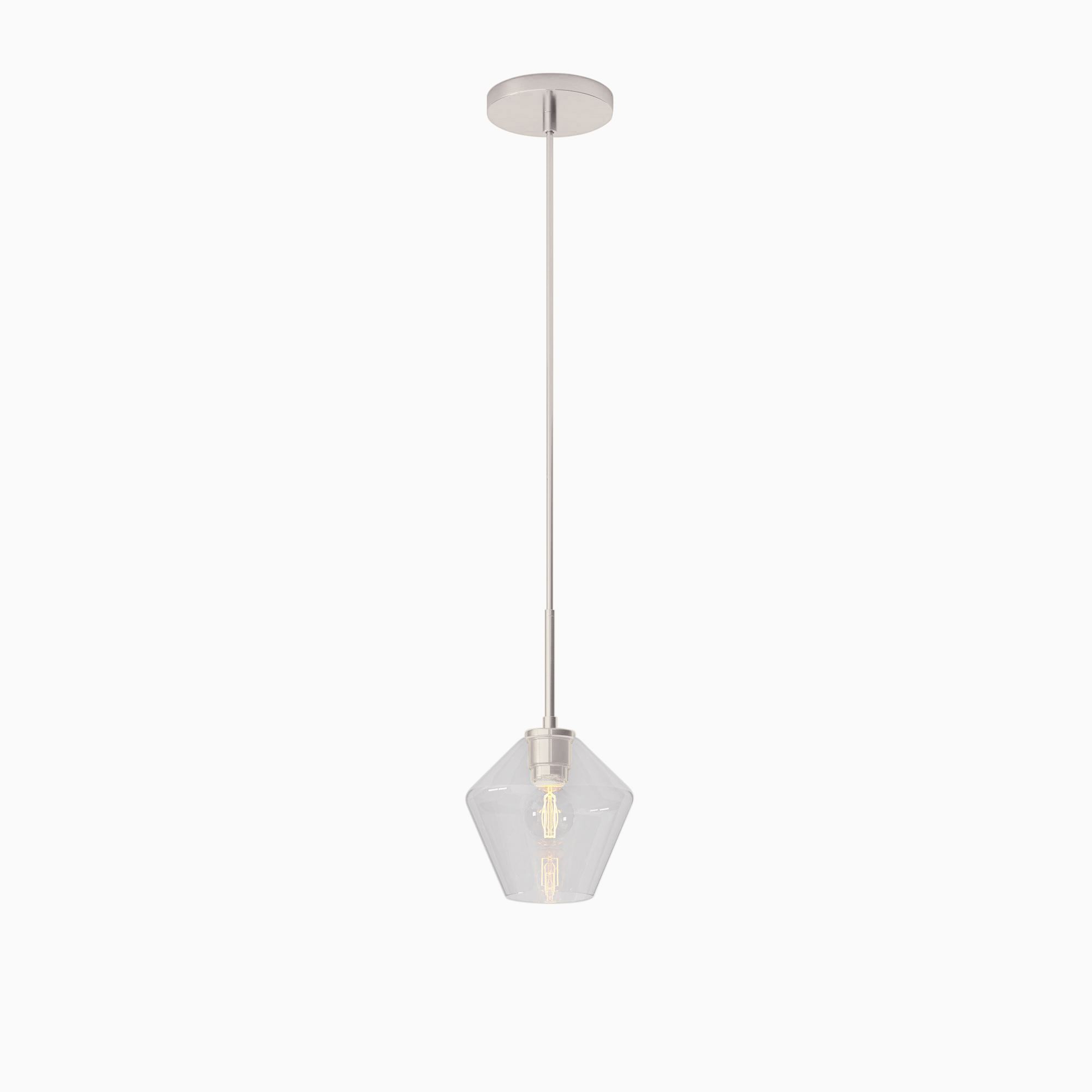 Sculptural Glass Geo Pendant Light - Large (Clear) | West Elm