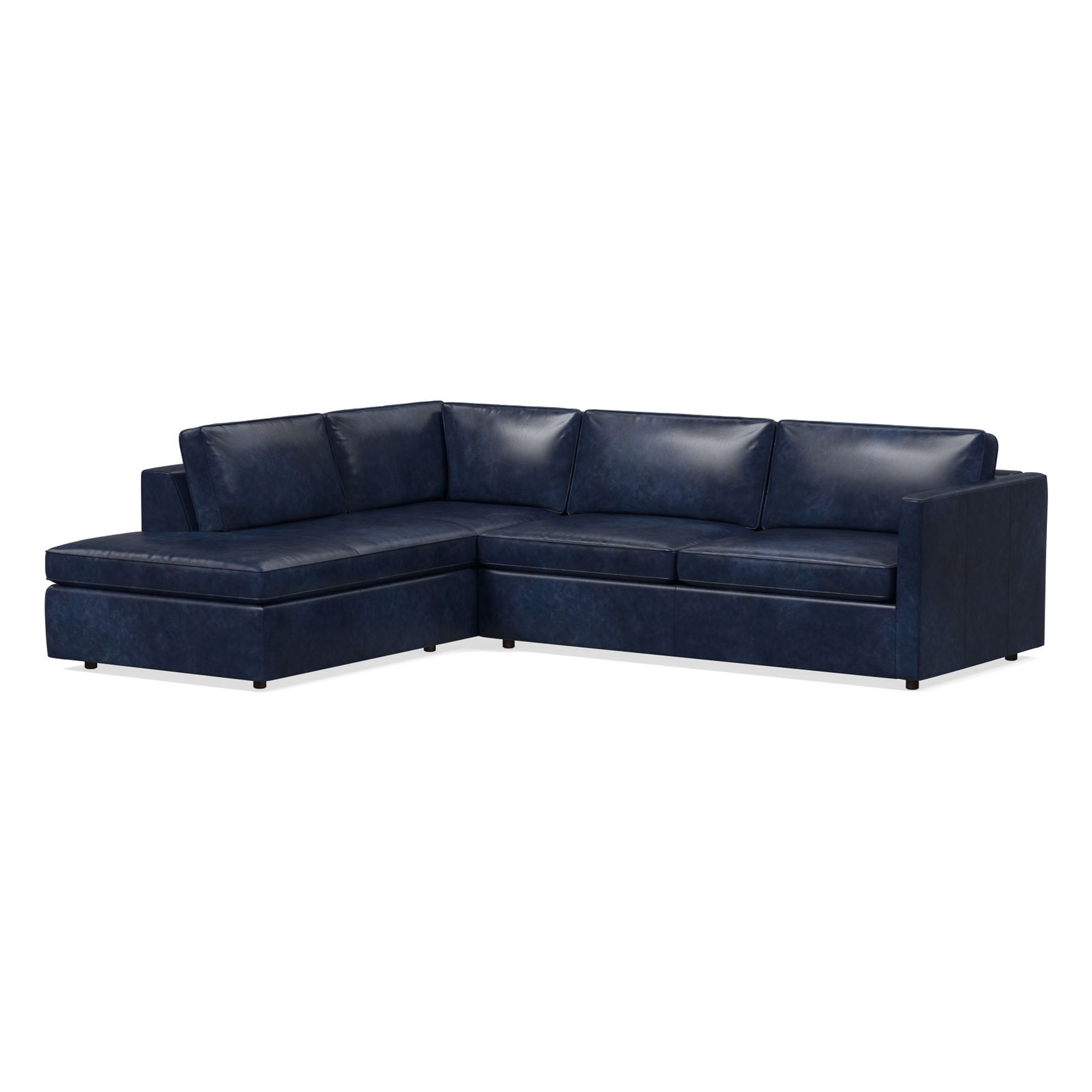 Harris Leather 2-Piece Bumper Chaise Sectional (106"–116") | West Elm