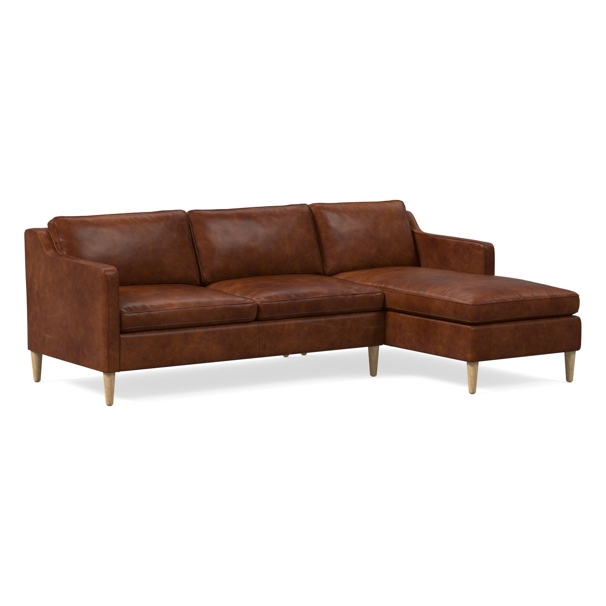 Hamilton Leather 2-Piece Chaise Sectional (83"–93") | West Elm