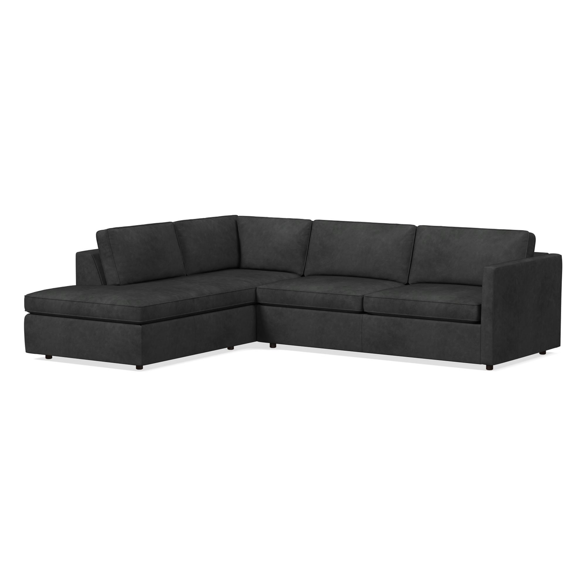 Harris Leather 2-Piece Bumper Chaise Sectional (106"–116") | West Elm