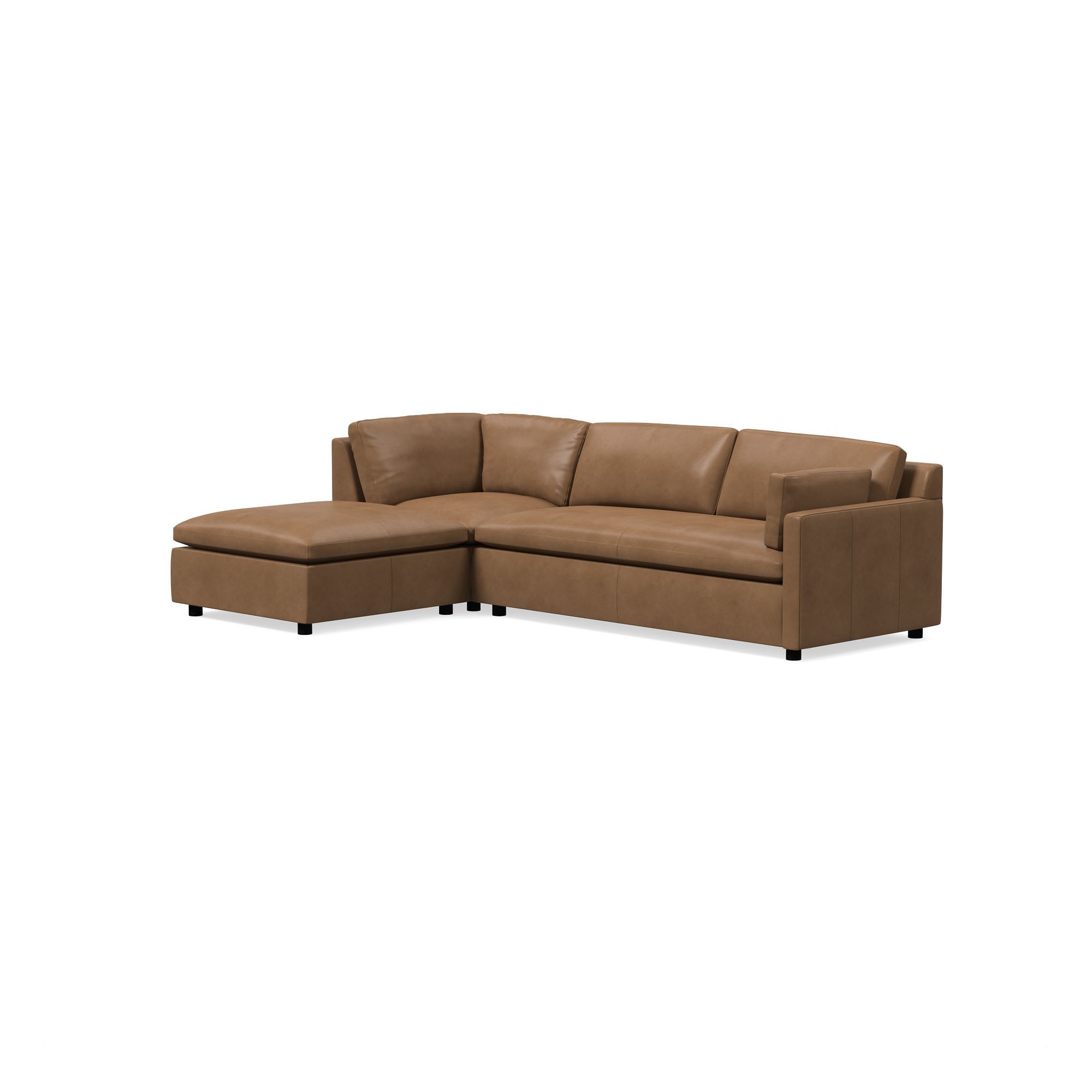 Marin Leather 3-Piece Ottoman Sectional (114") | West Elm