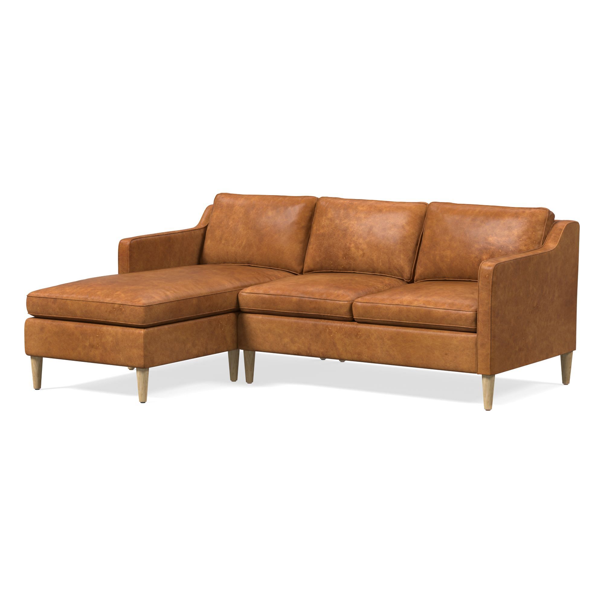 Hamilton Leather 2-Piece Chaise Sectional (83"–93") | West Elm