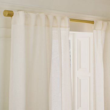 Custom Size Sheer European Flax Linen Curtain - Alabaster | West Elm