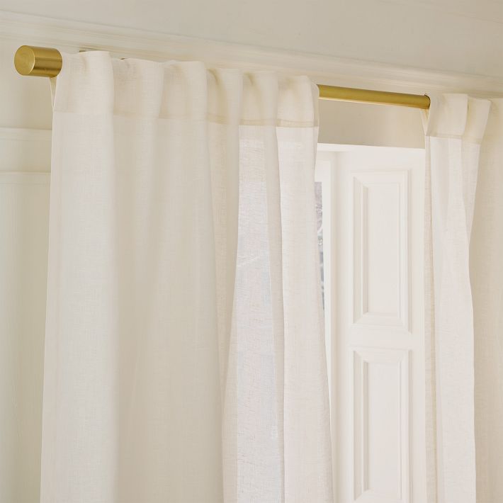 Open Box: Custom Size Sheer European Flax Linen Curtain - Alabaster ...