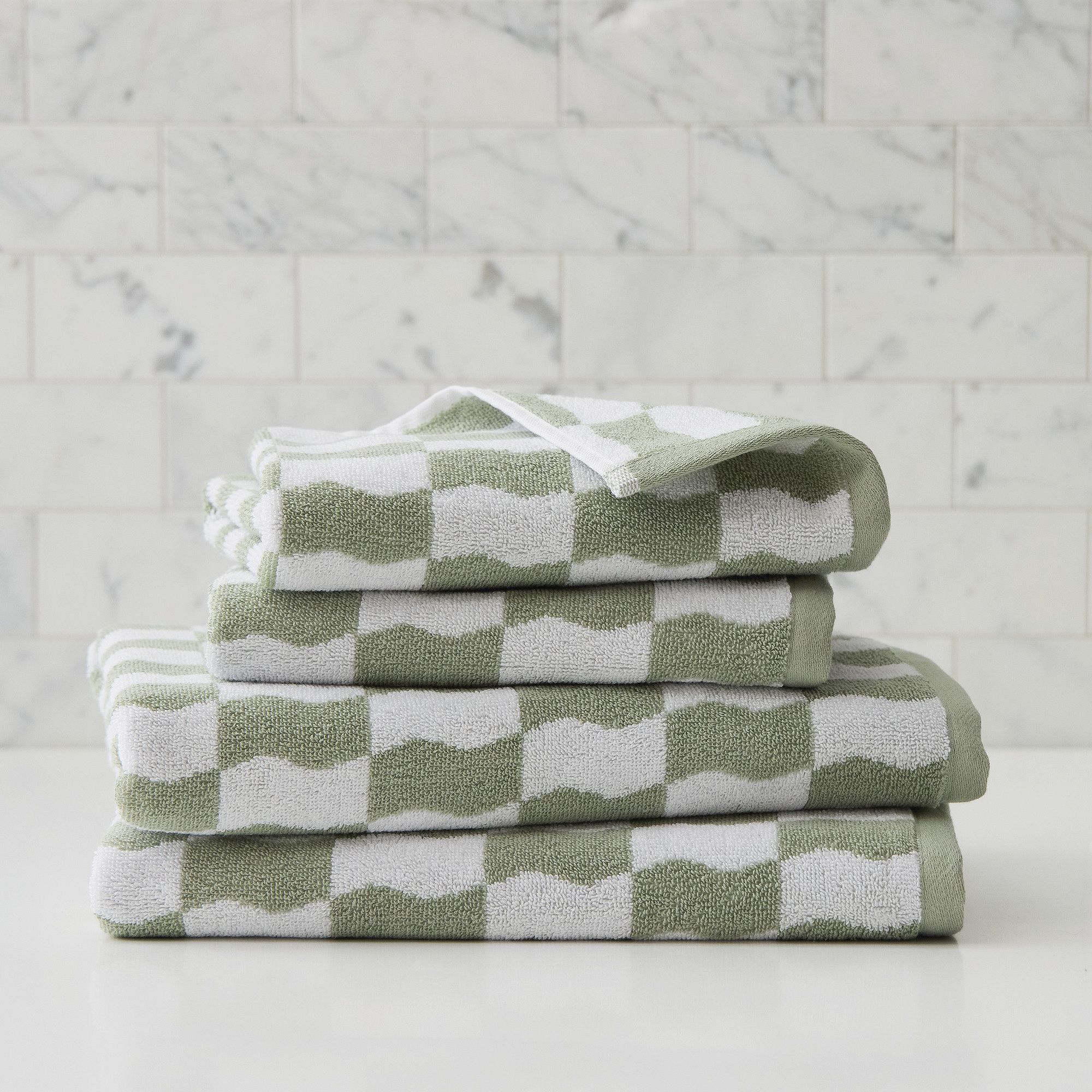 Wavy Blocks Towel Sets | West Elm