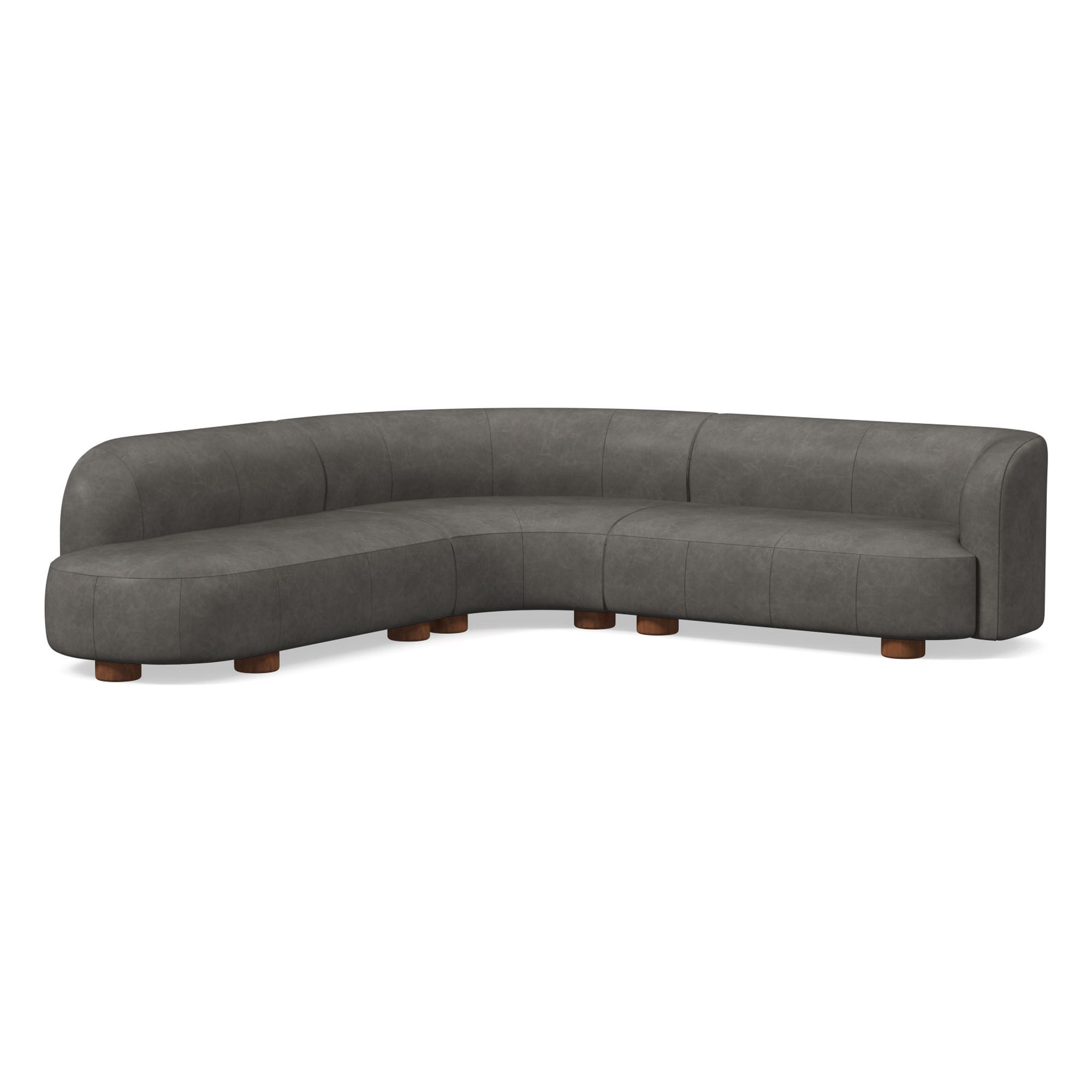 Laurent Leather 3-Piece Bumper Chaise Sectional (111.5") | West Elm