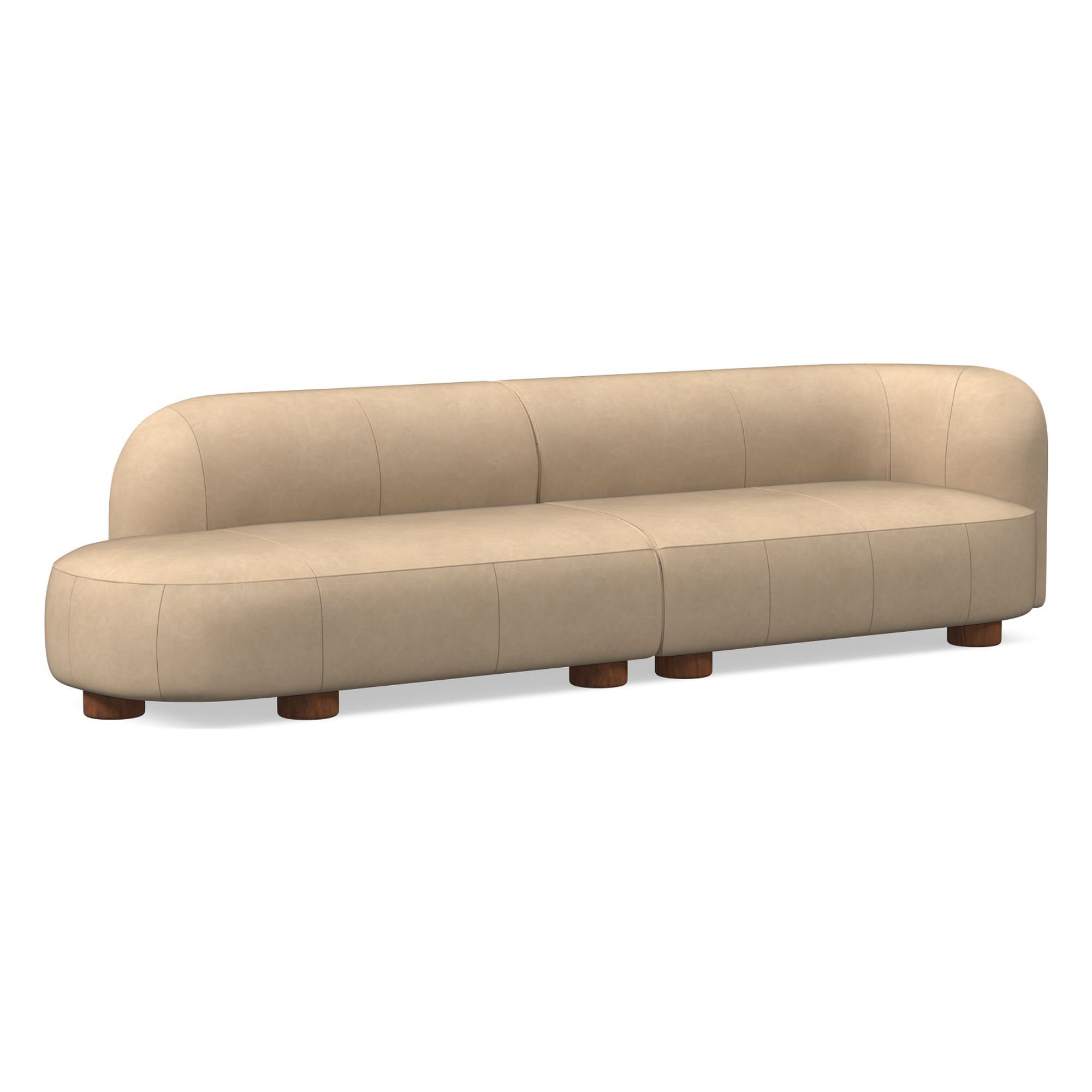 Laurent Leather 2-Piece Bumper Sofa (122.5") | West Elm