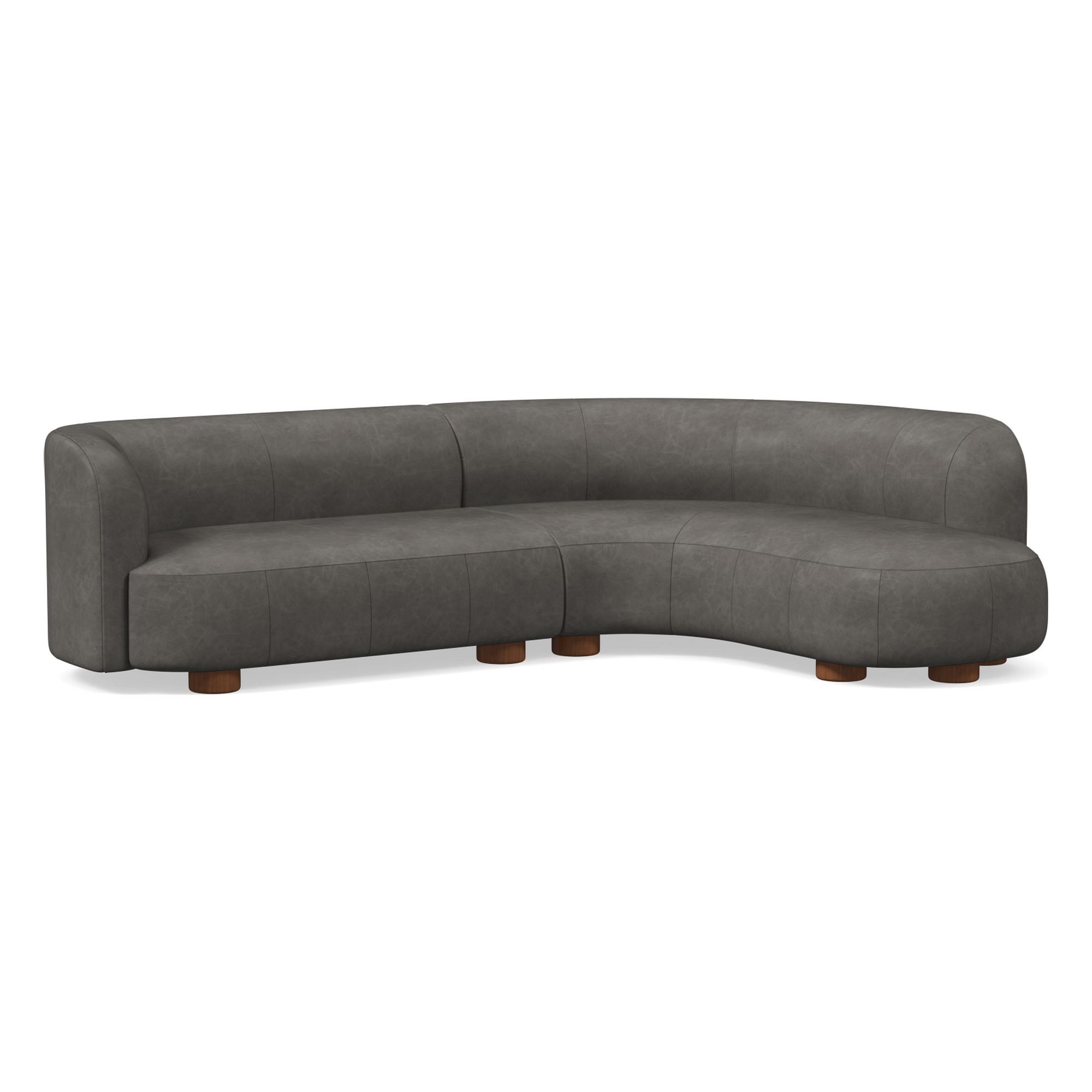 Laurent Leather 2-Piece Wedge Chaise Sectional (111.5") | West Elm