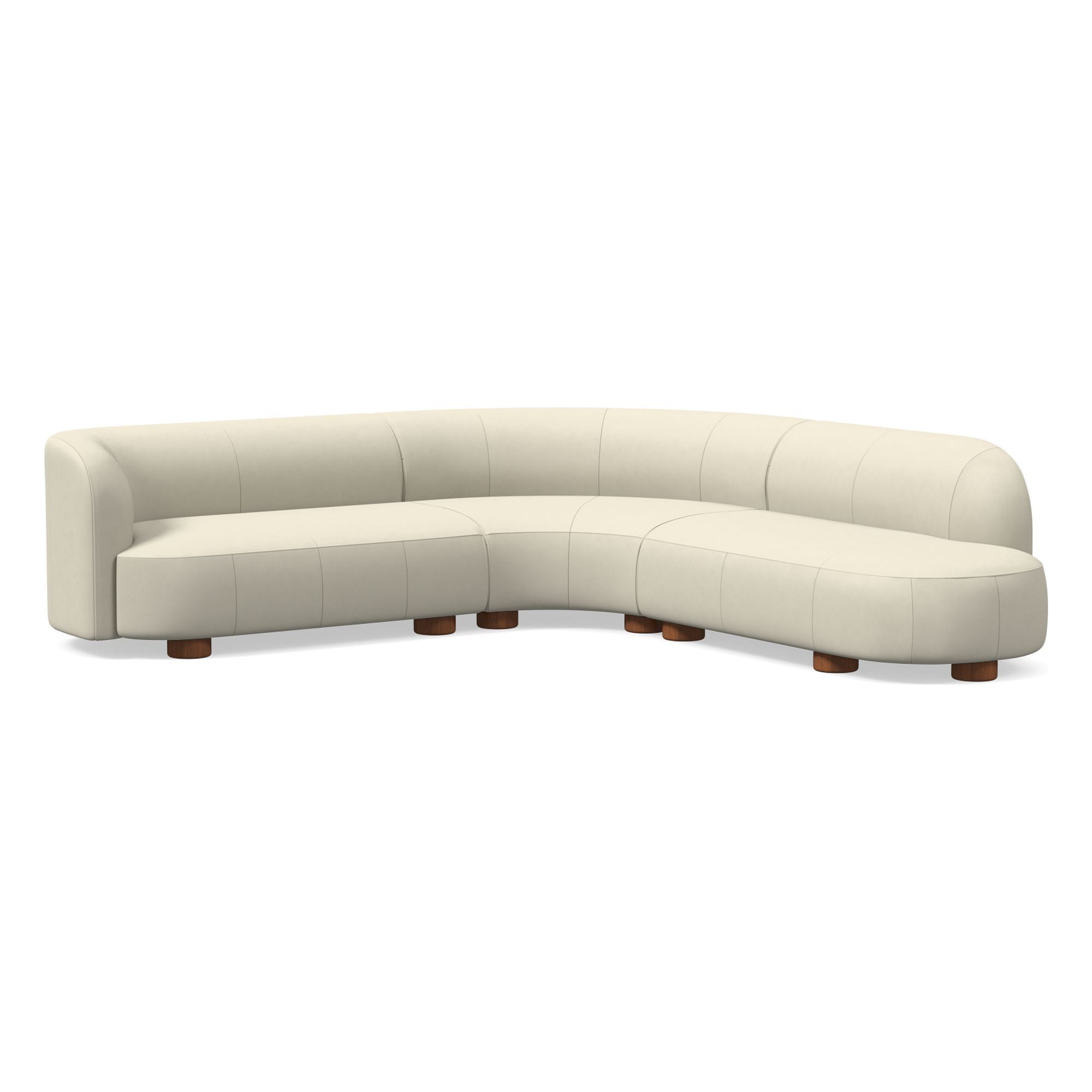 Laurent Leather 3-Piece Bumper Chaise Sectional (111.5") | West Elm