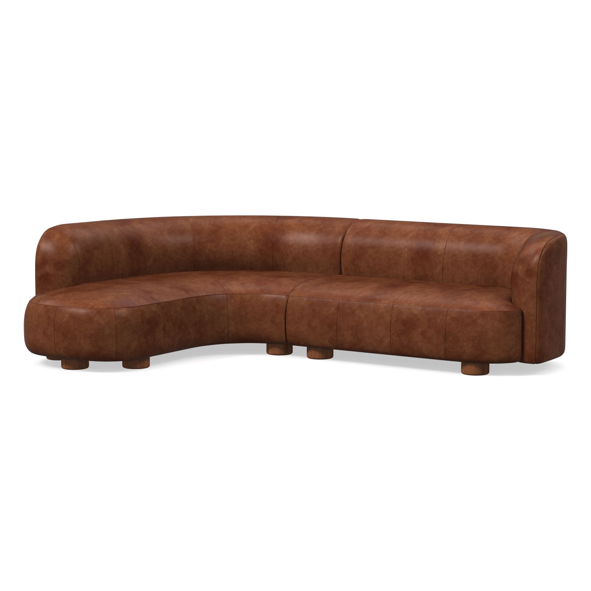 Laurent Leather 2-Piece Wedge Chaise Sectional (111.5") | West Elm