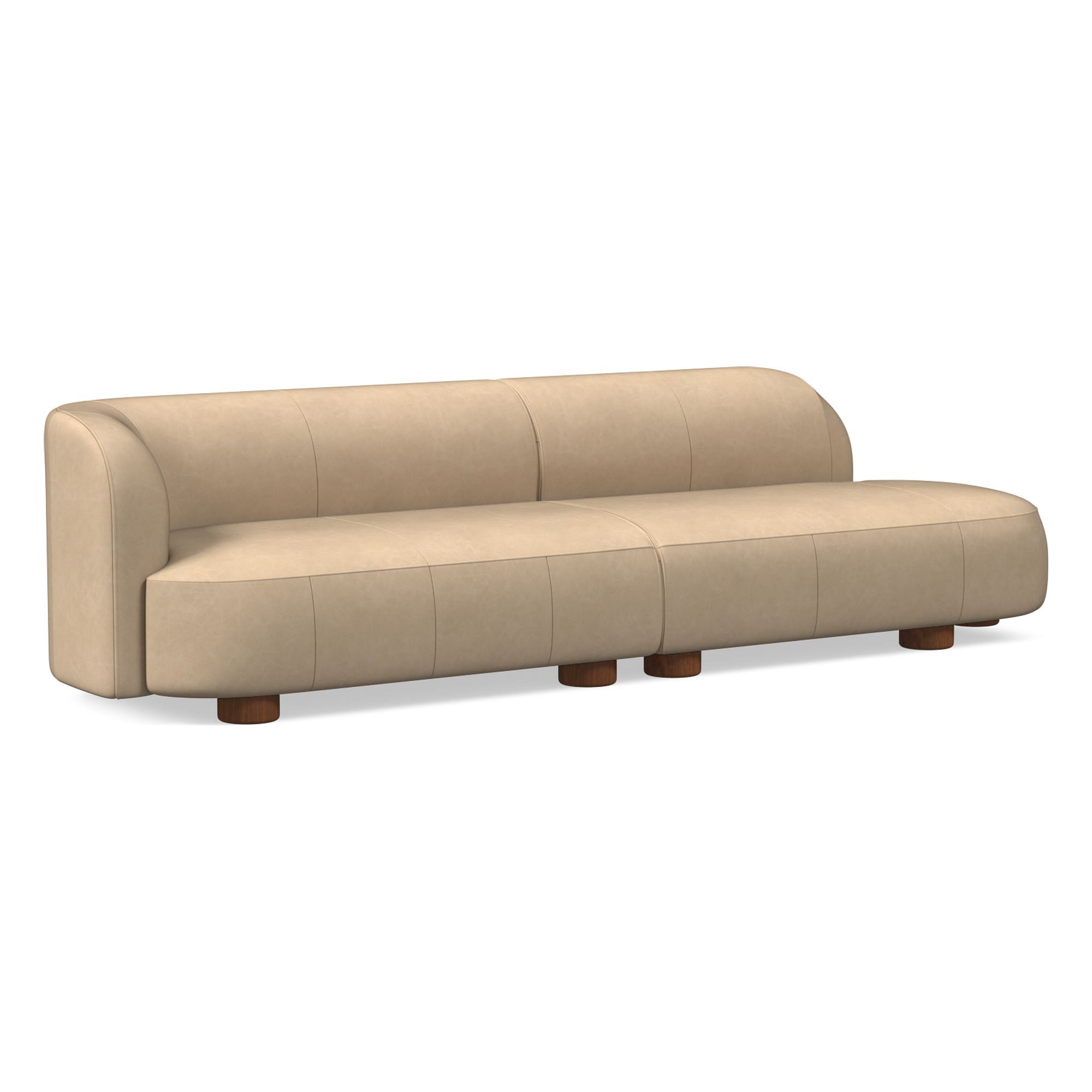 Laurent Leather 2-Piece Bumper Sofa (122.5") | West Elm