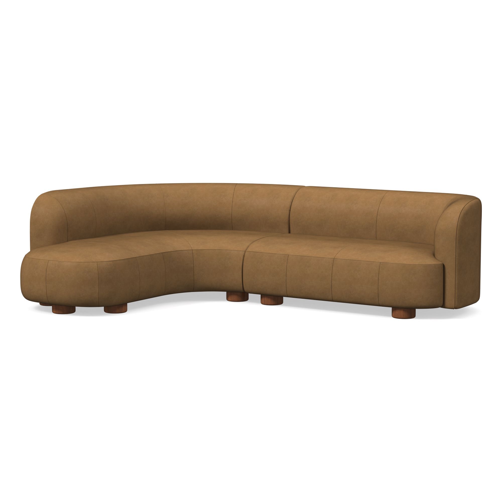 Laurent Leather 2-Piece Wedge Chaise Sectional (111.5") | West Elm