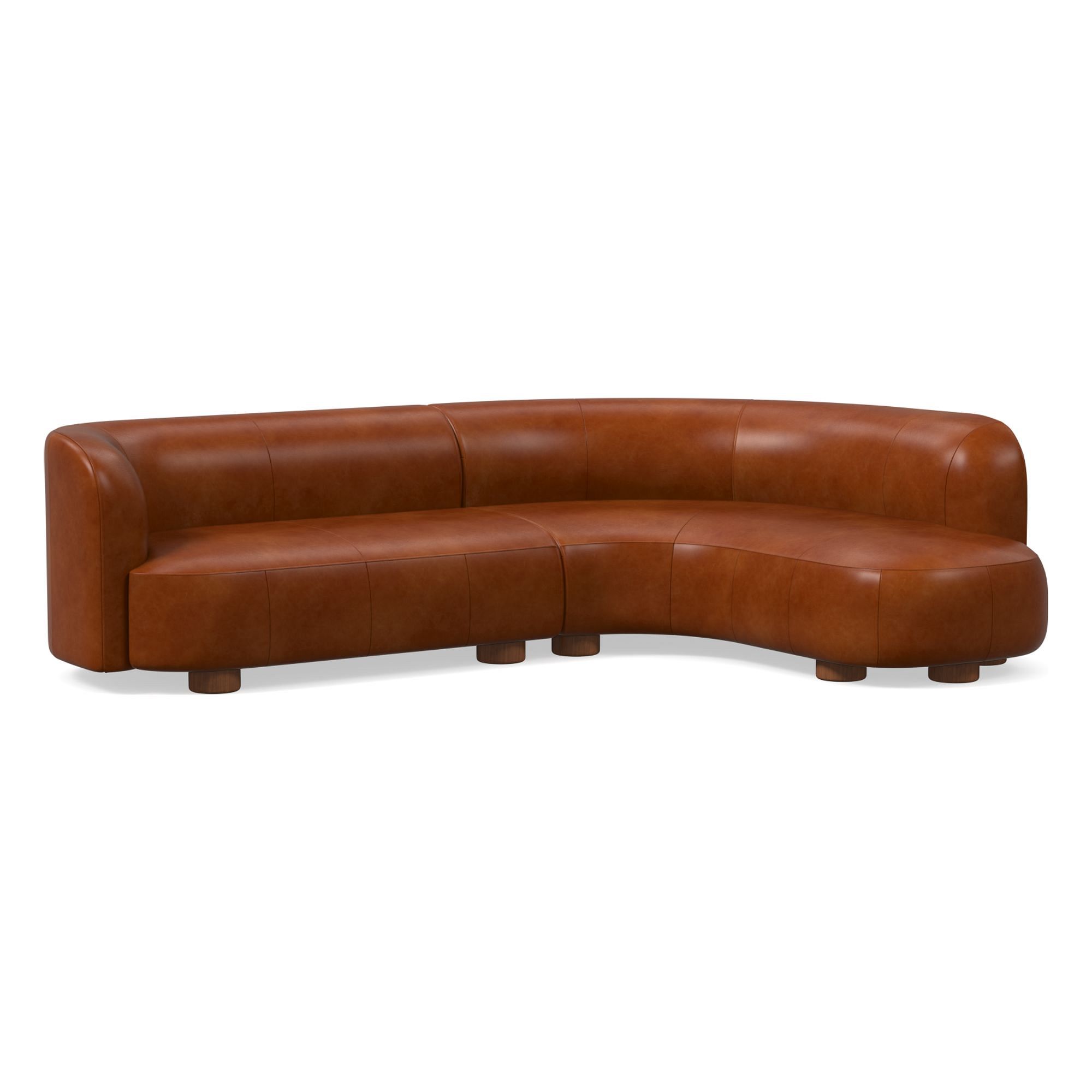 Laurent Leather 2-Piece Wedge Chaise Sectional (111.5") | West Elm