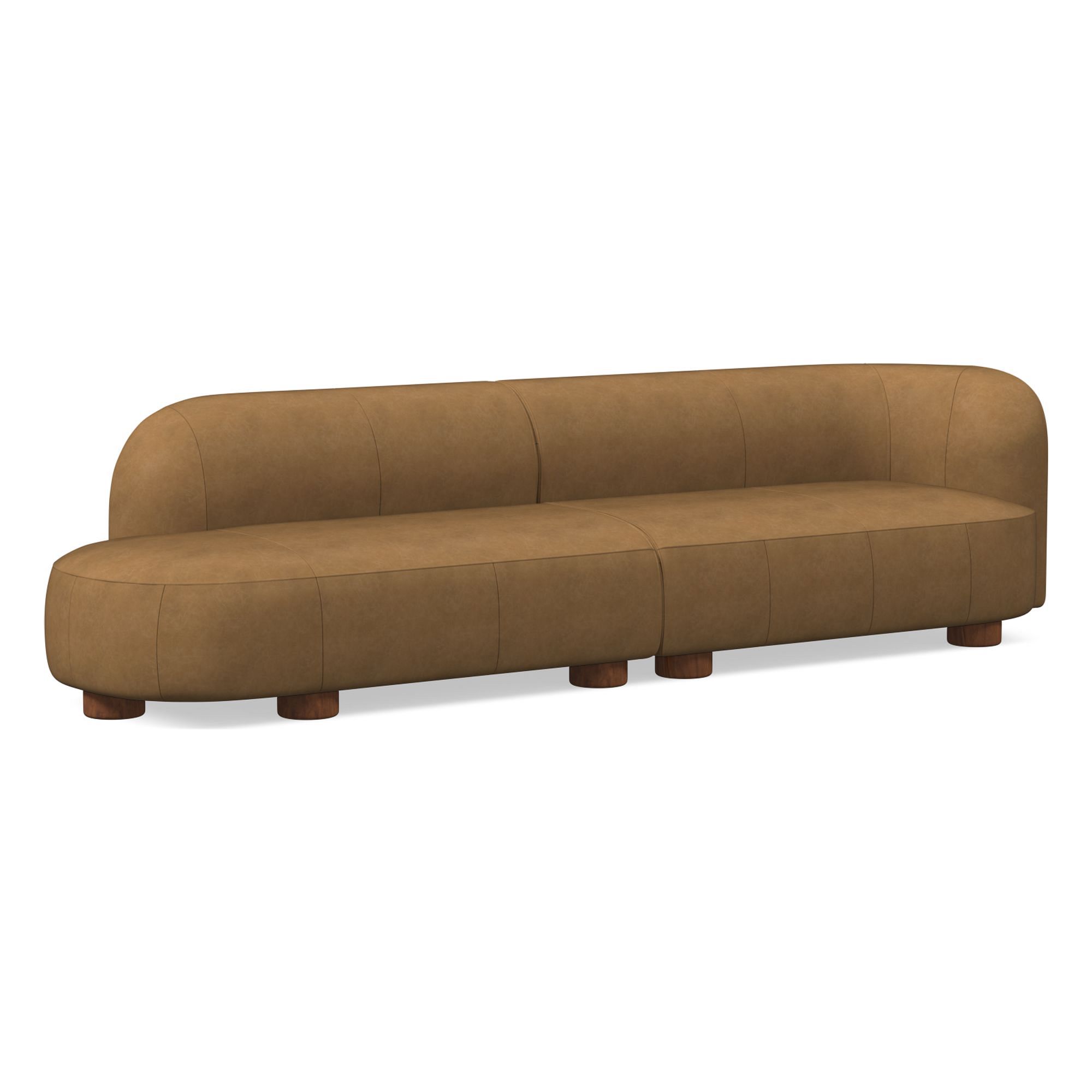 Laurent Leather 2-Piece Bumper Sofa (122.5") | West Elm