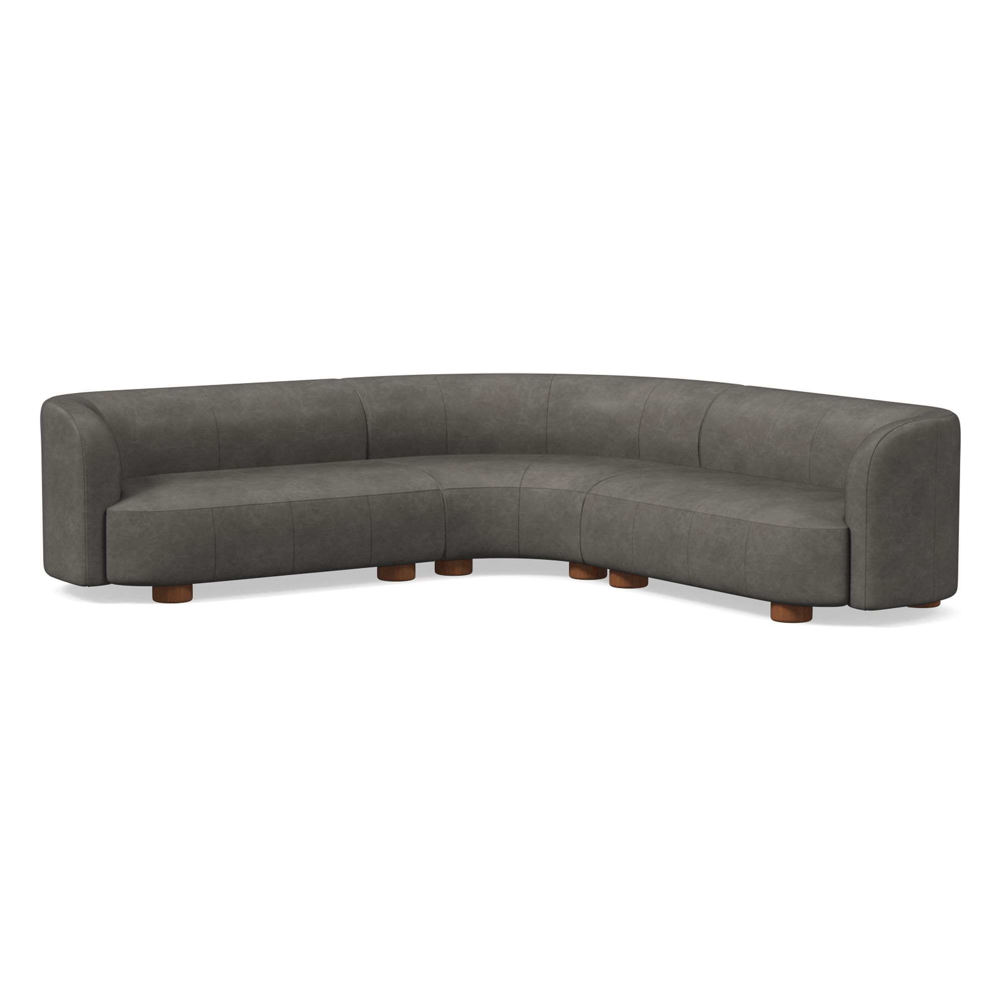 Laurent Leather 3-Piece L-Shaped Wedge Sectional (111.5") | West Elm