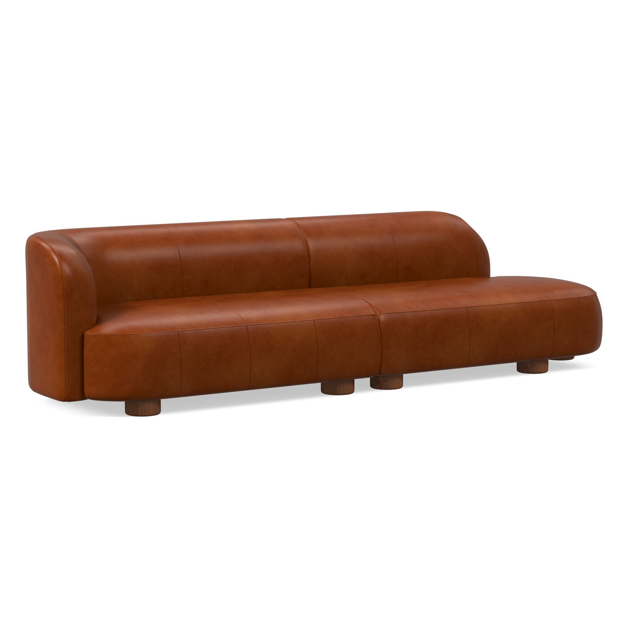 Laurent Leather 2-Piece Bumper Sofa (122.5") | West Elm