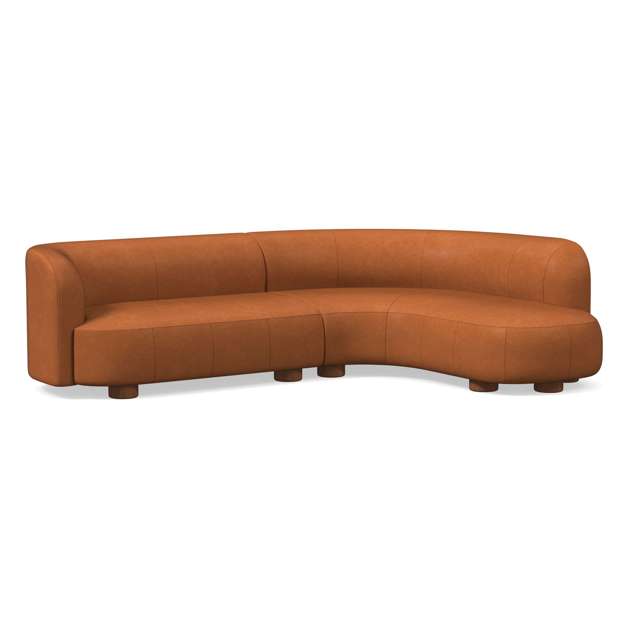 Laurent Leather 2-Piece Wedge Chaise Sectional (111.5") | West Elm