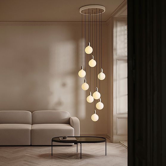 Brass 9-Light Globe LED Indoor/Outdoor Chandelier