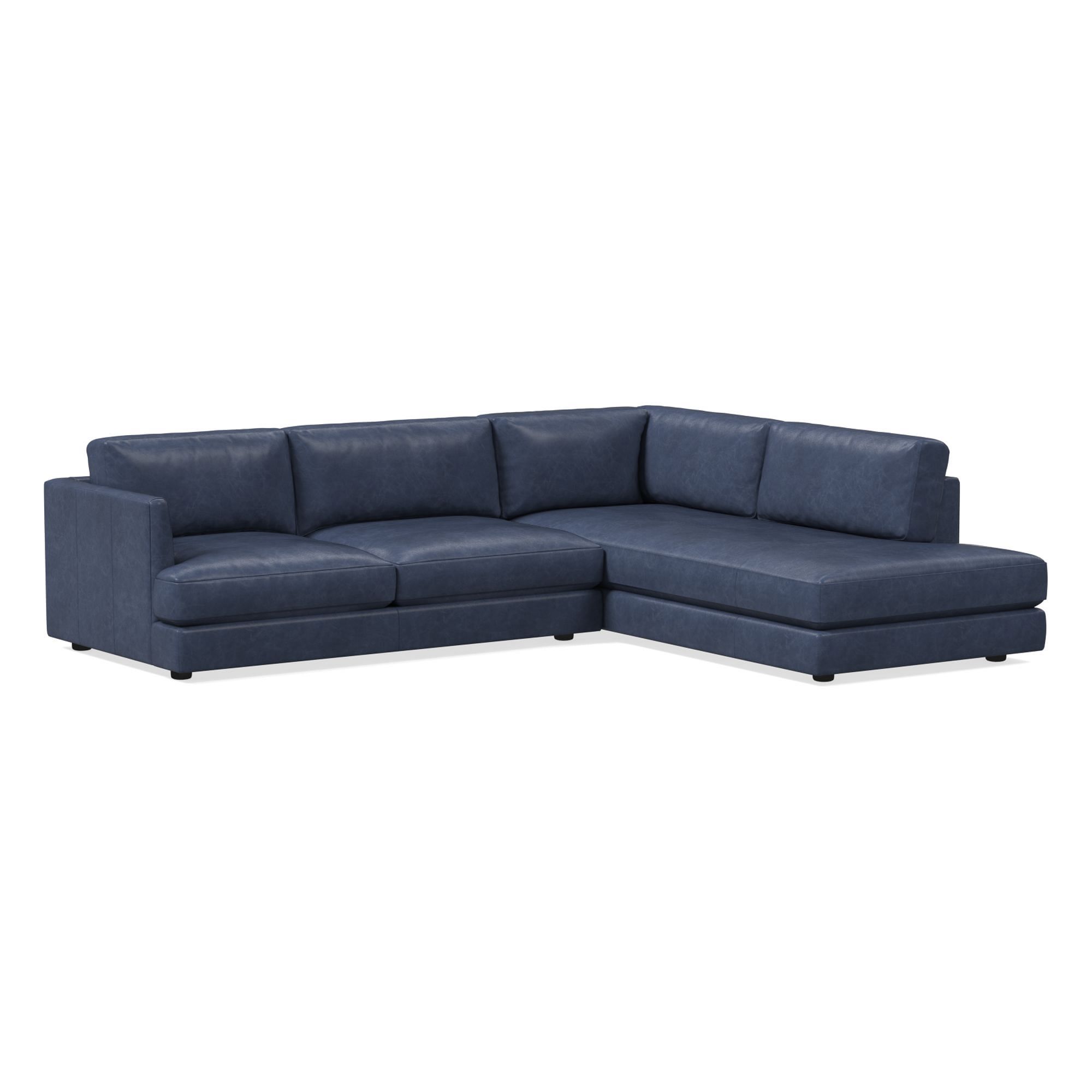 Haven Leather 2-Piece Bumper Chaise Sectional (108") | West Elm