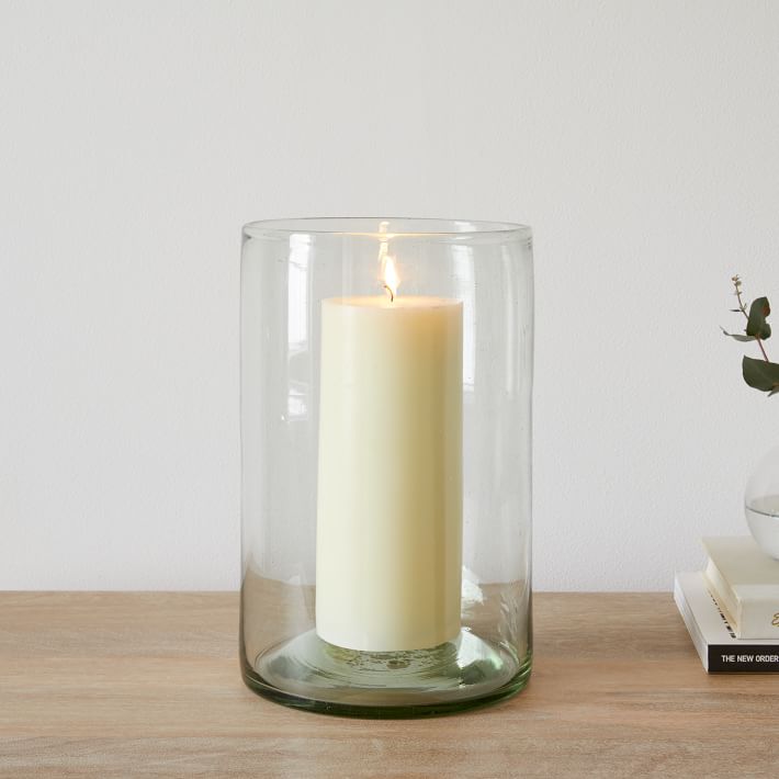 Pair of West Elm Pure Recycled Glass Candleholders - Medium