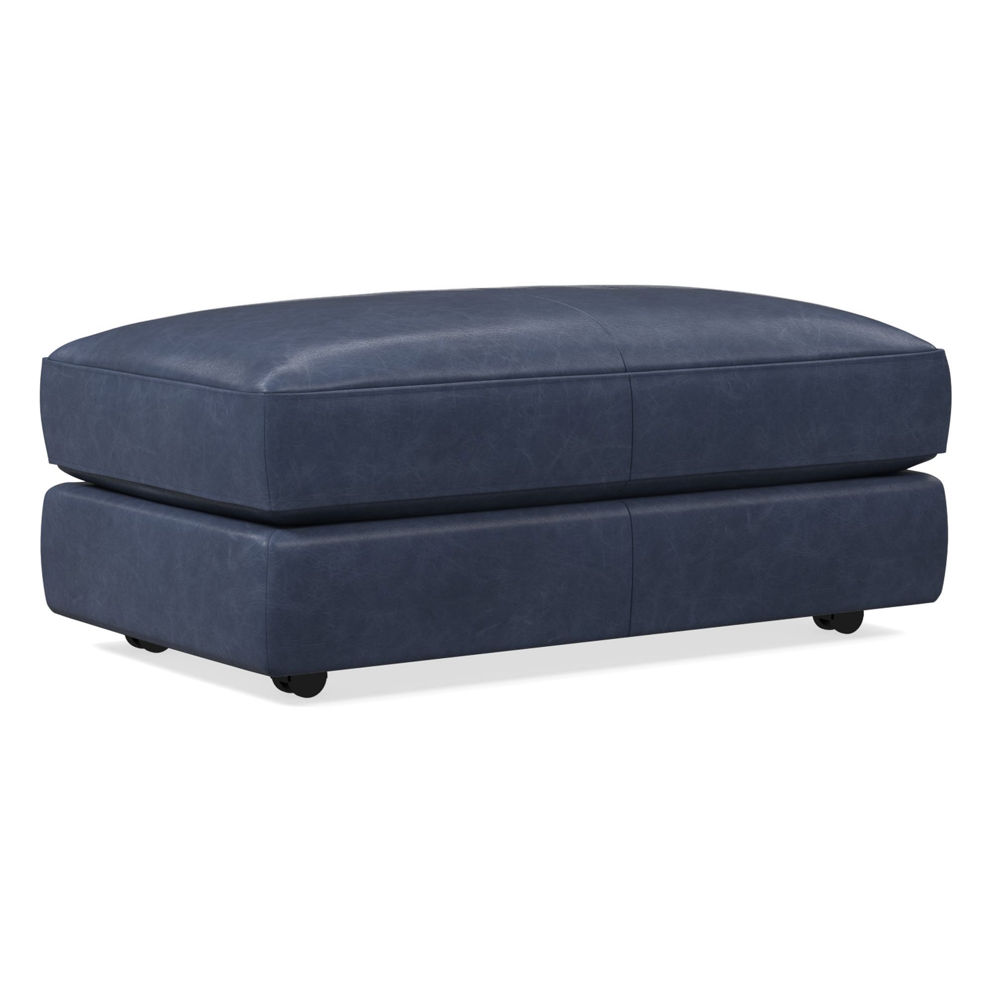 Haven Leather Ottoman | West Elm