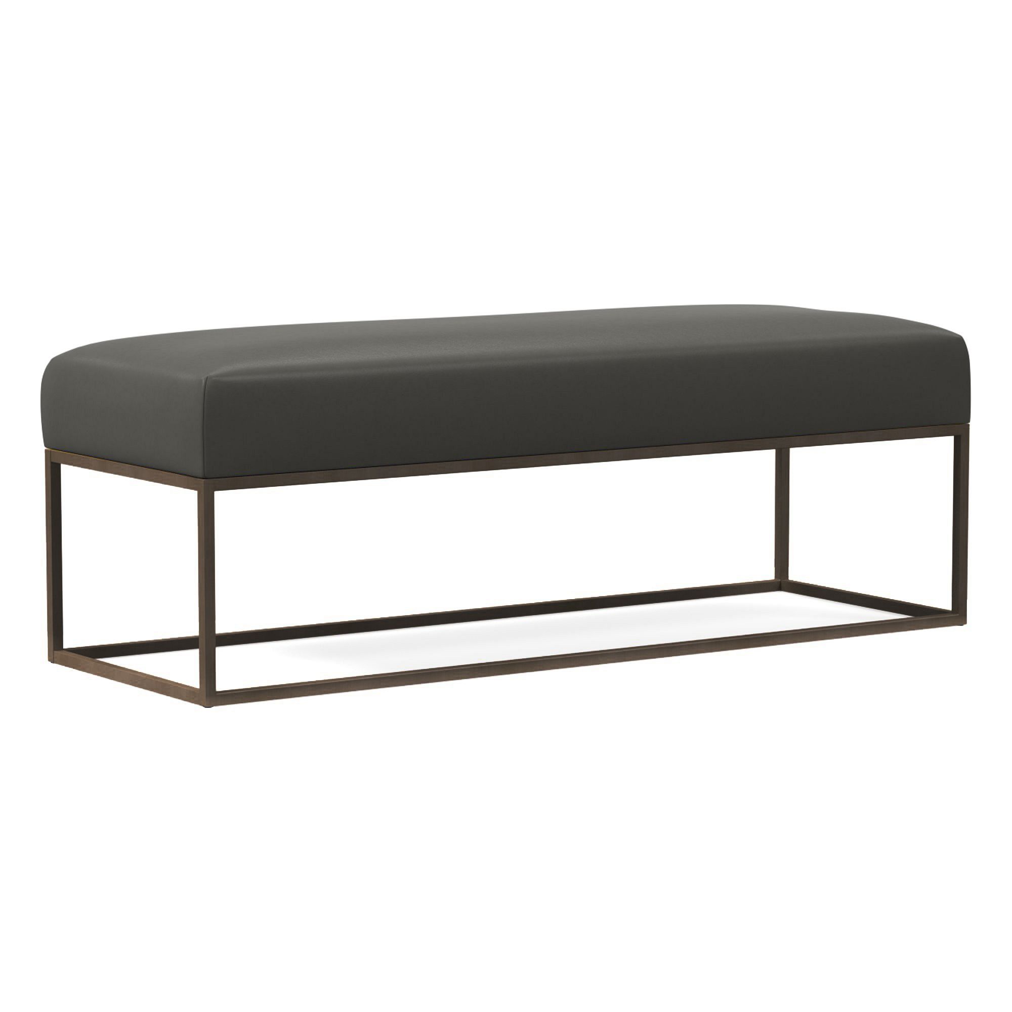 Box Frame Leather Bench | West Elm