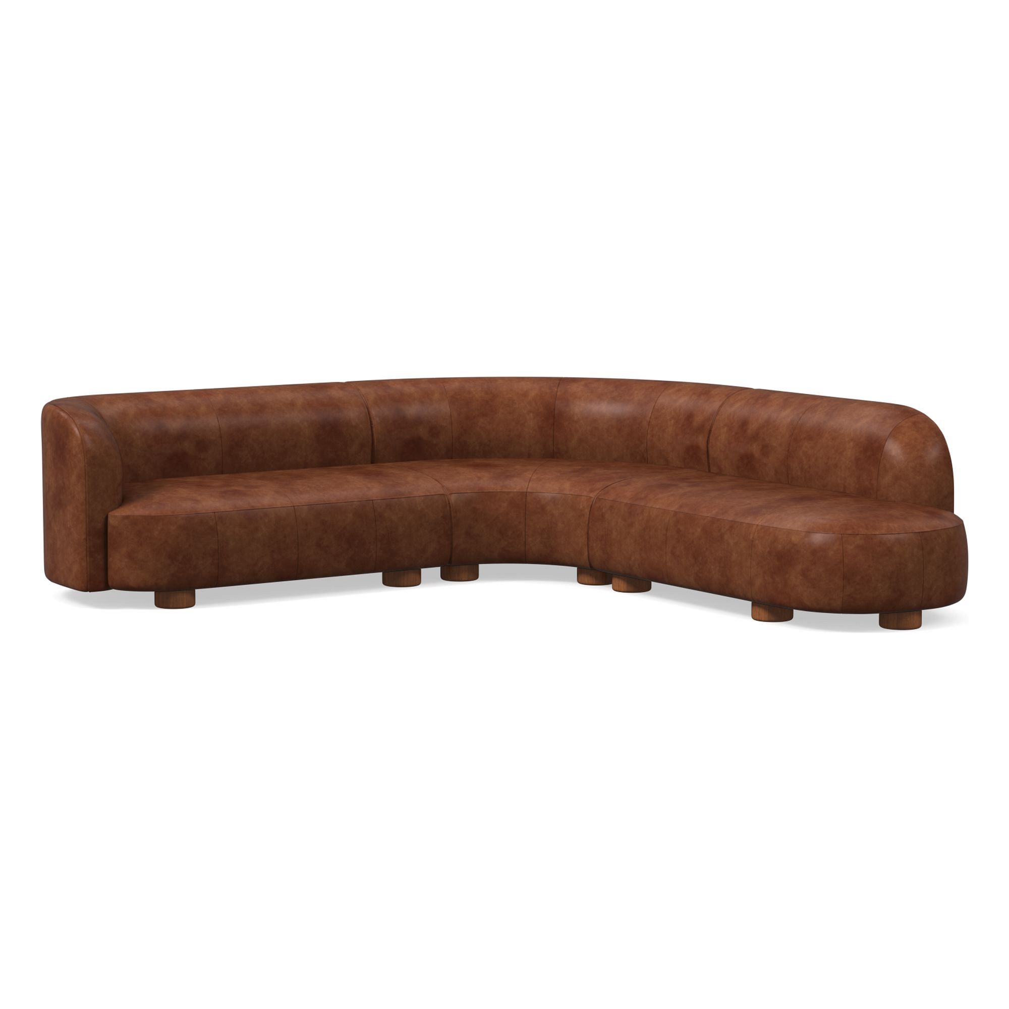 Laurent Leather 3-Piece Bumper Chaise Sectional (111.5") | West Elm