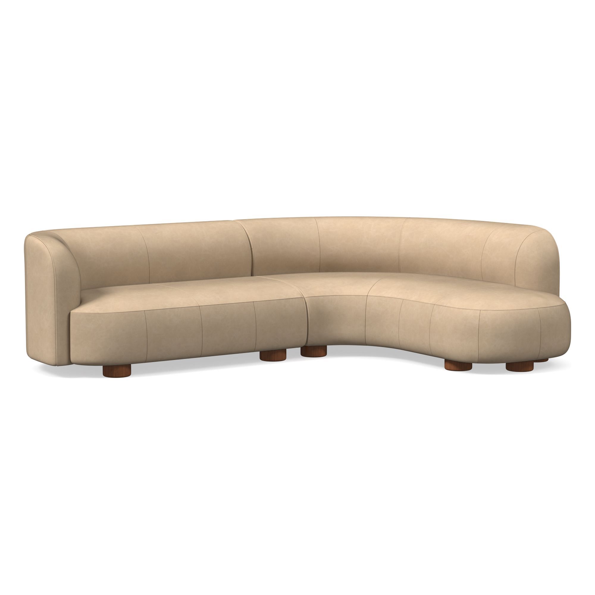 Laurent Leather 2-Piece Wedge Chaise Sectional (111.5") | West Elm