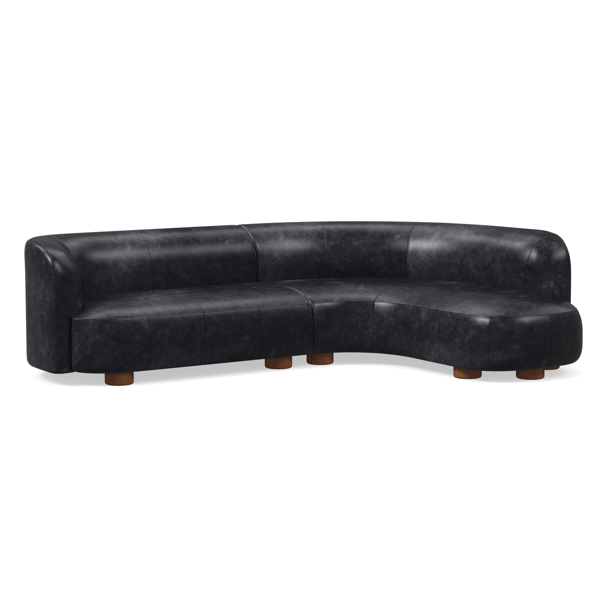 Laurent Leather 2-Piece Wedge Chaise Sectional (111.5") | West Elm