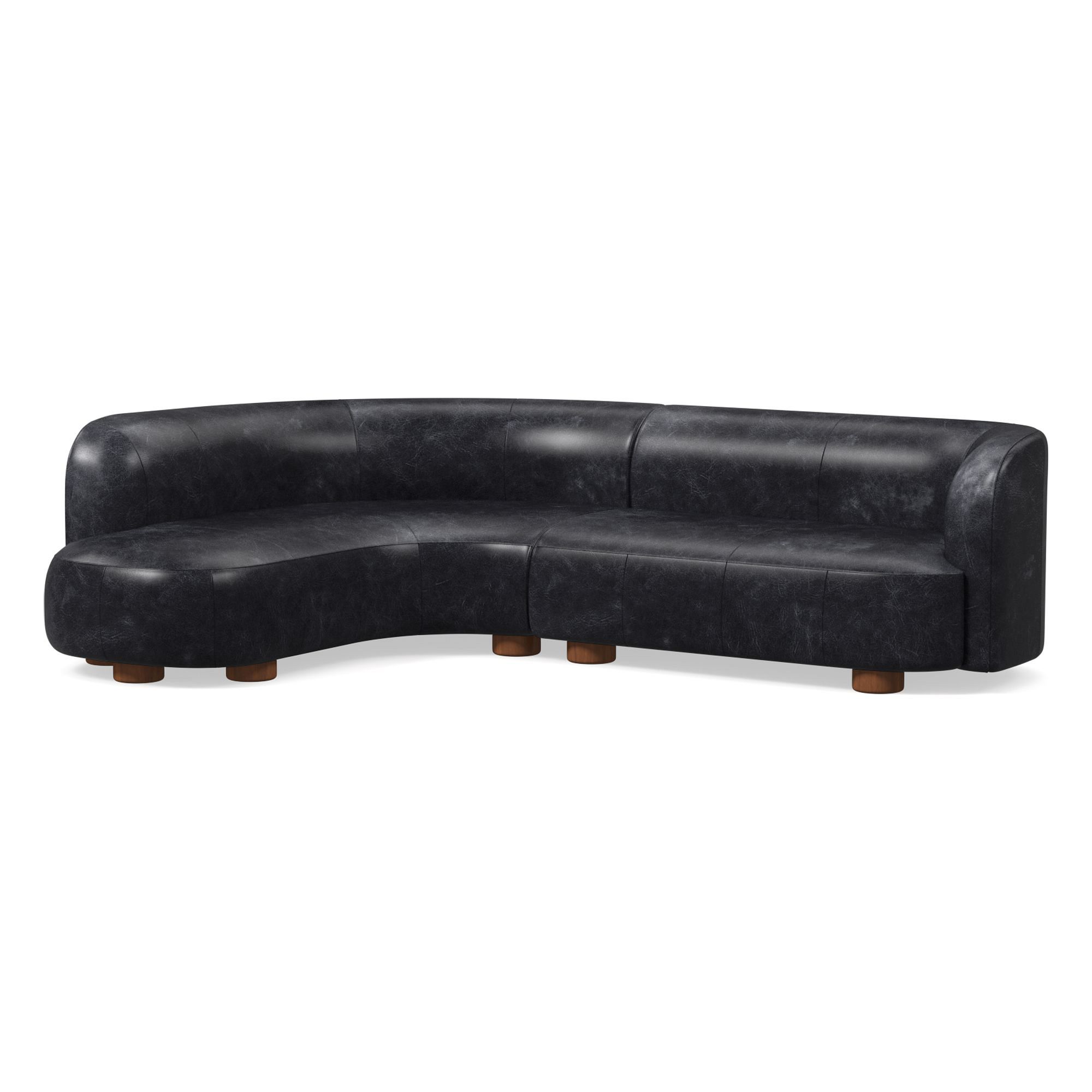 Laurent Leather 2-Piece Wedge Chaise Sectional (111.5") | West Elm