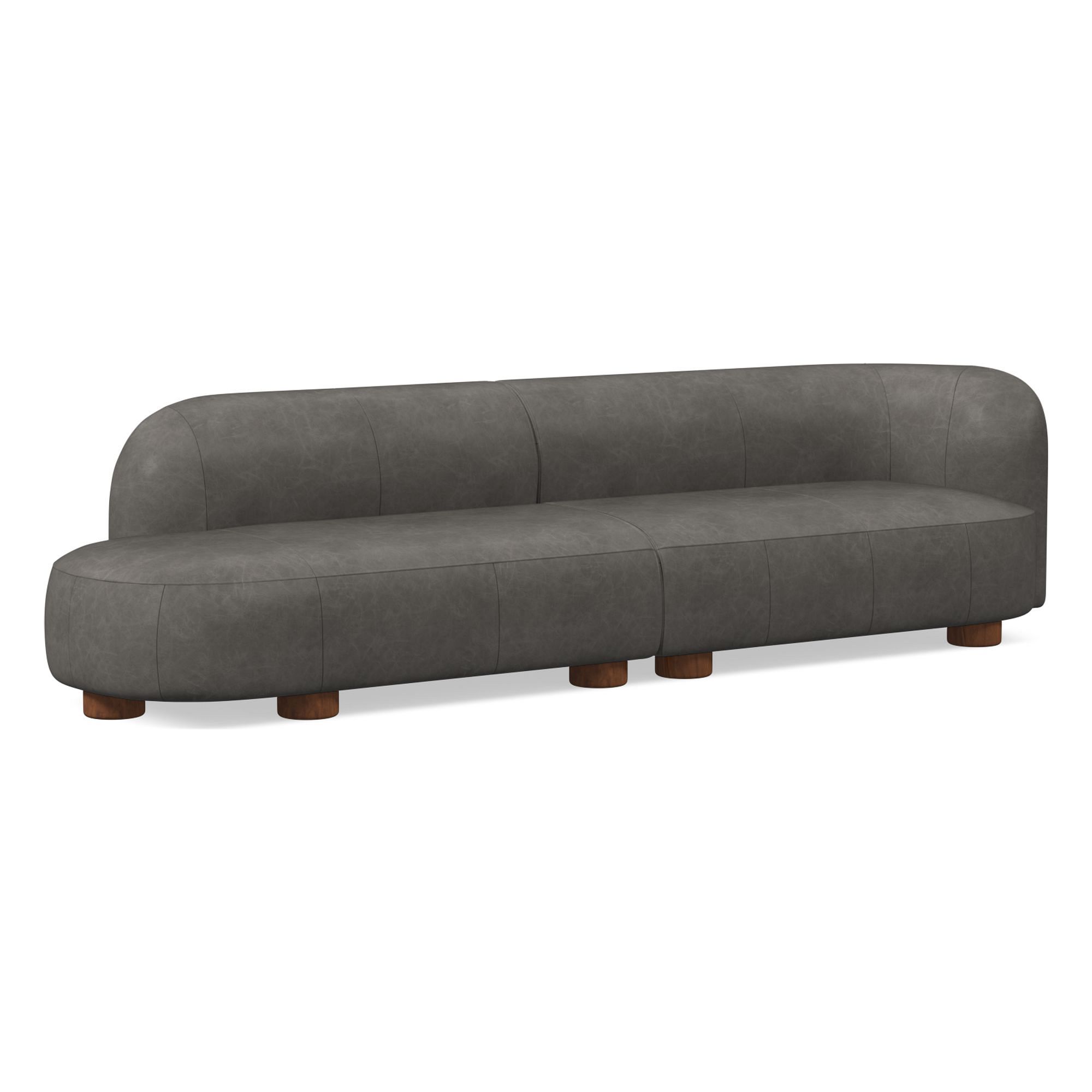 Laurent Leather 2-Piece Bumper Sofa (122.5") | West Elm