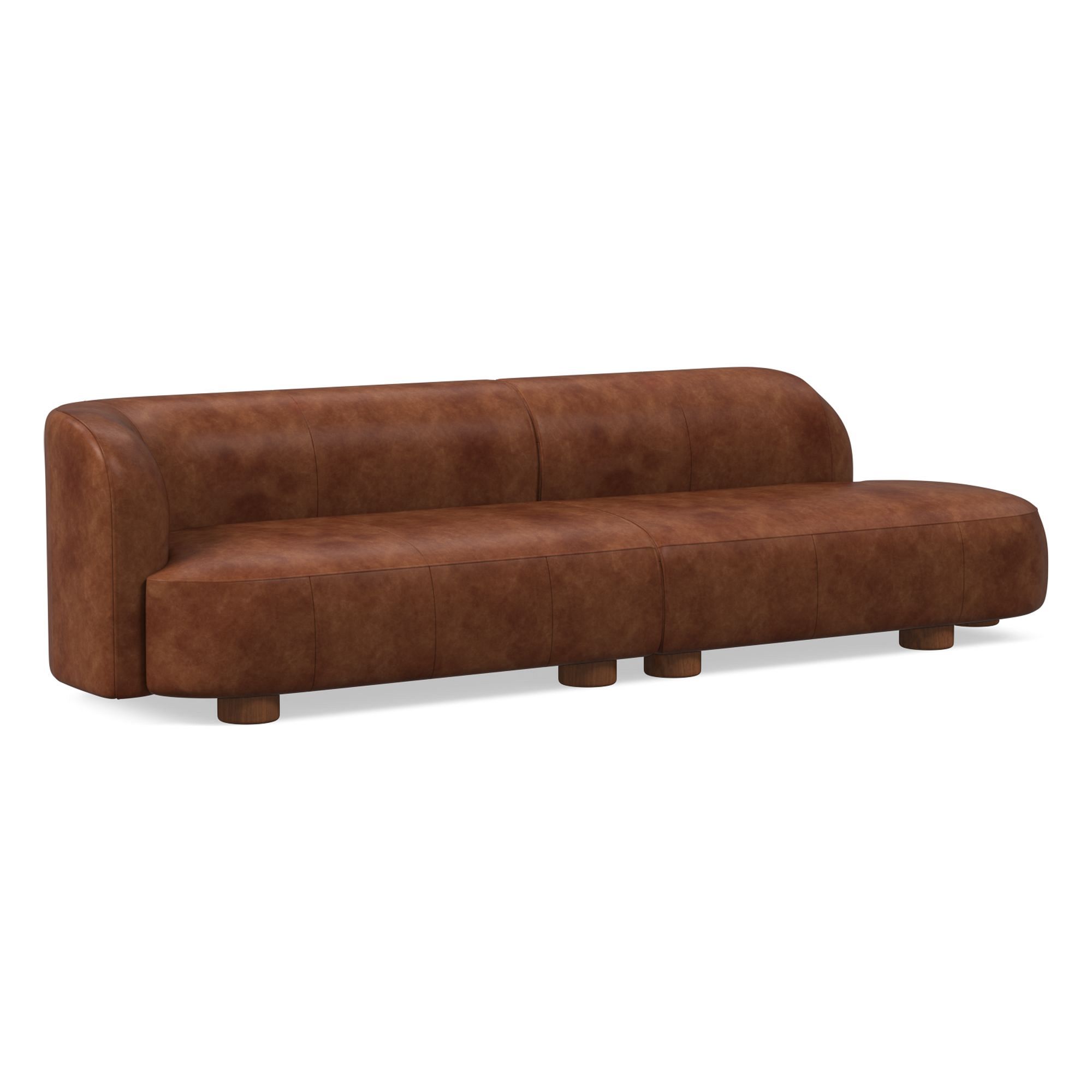 Laurent Leather 2-Piece Bumper Sofa (122.5") | West Elm