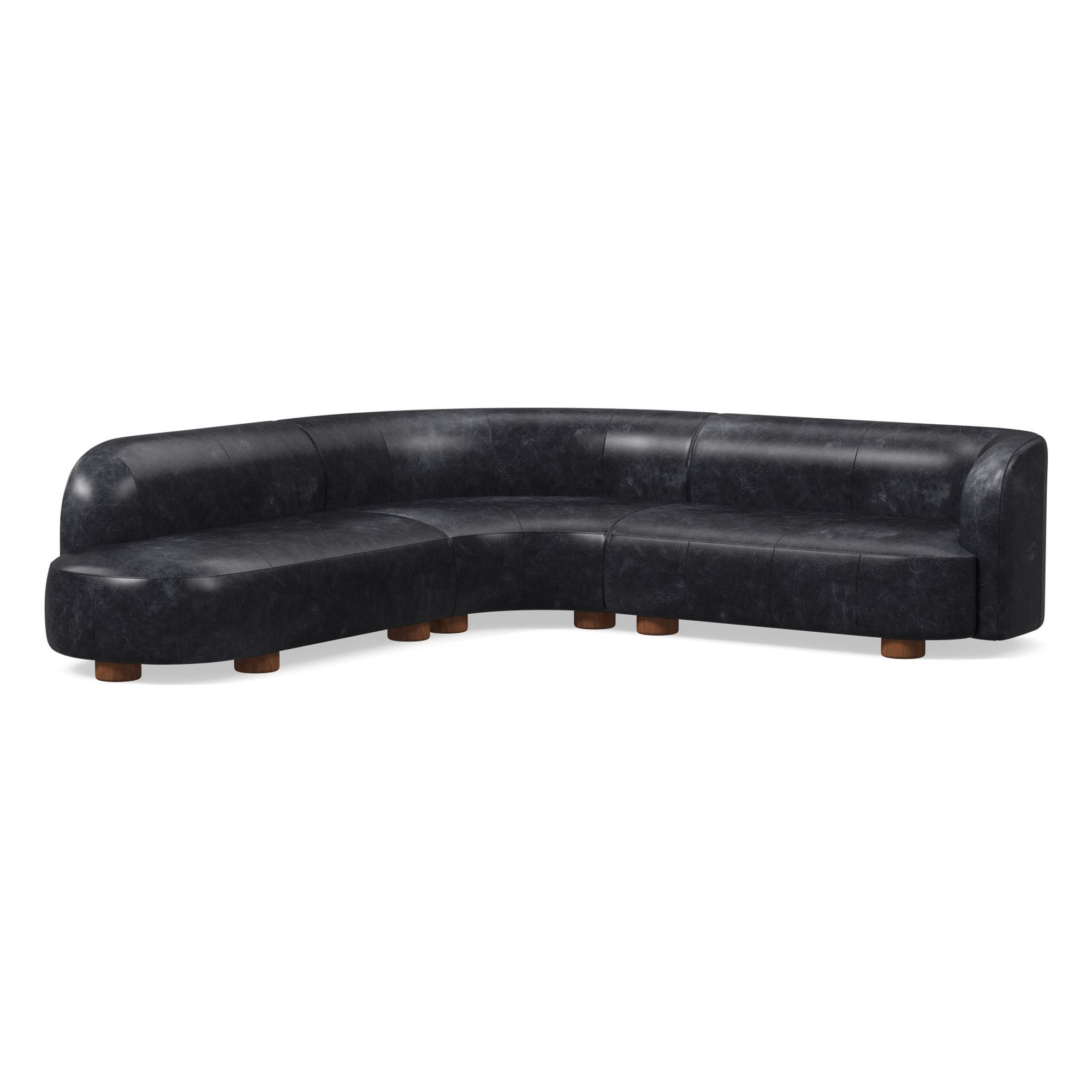 Laurent Leather 3-Piece Bumper Chaise Sectional (111.5") | West Elm