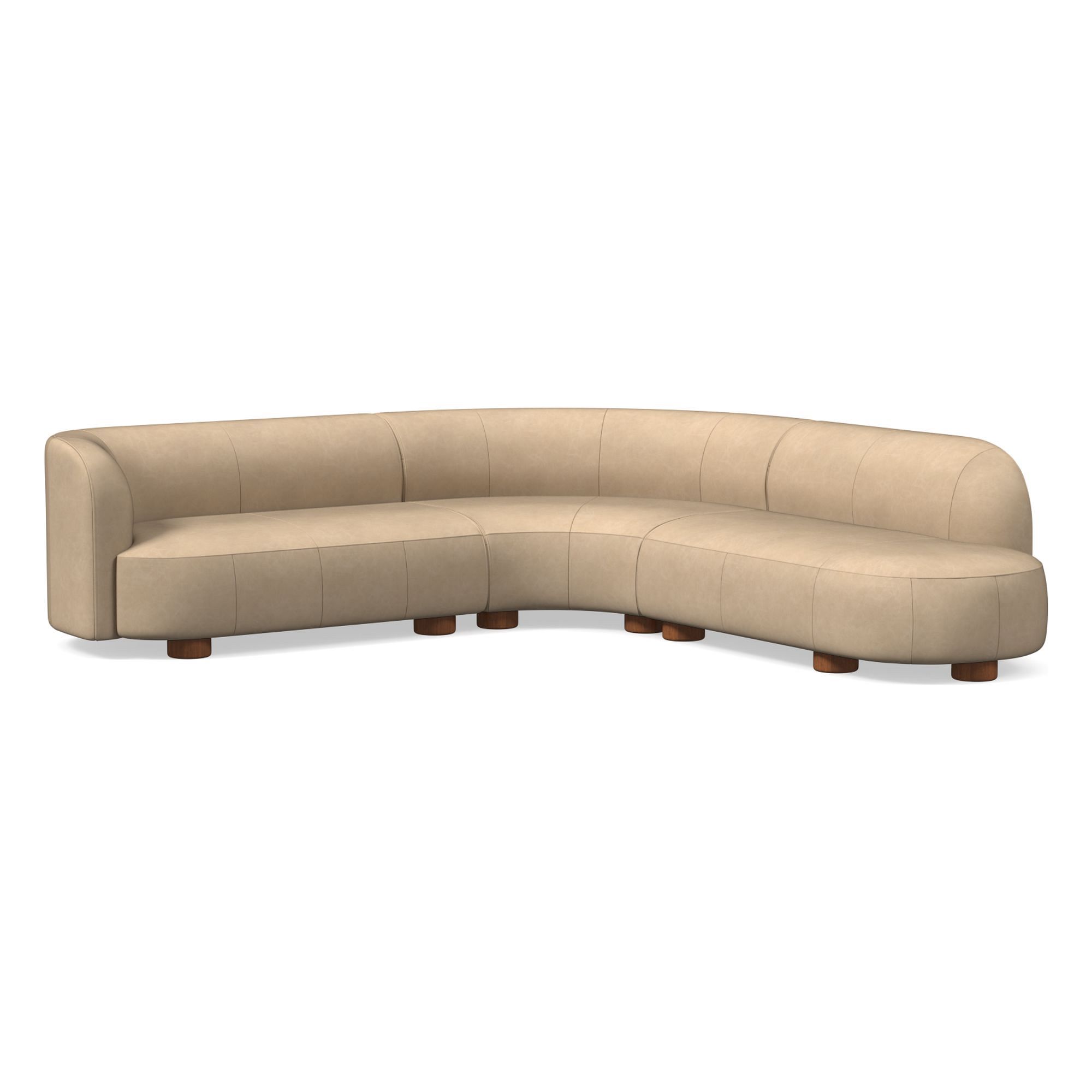 Laurent Leather 3-Piece Bumper Chaise Sectional (111.5") | West Elm