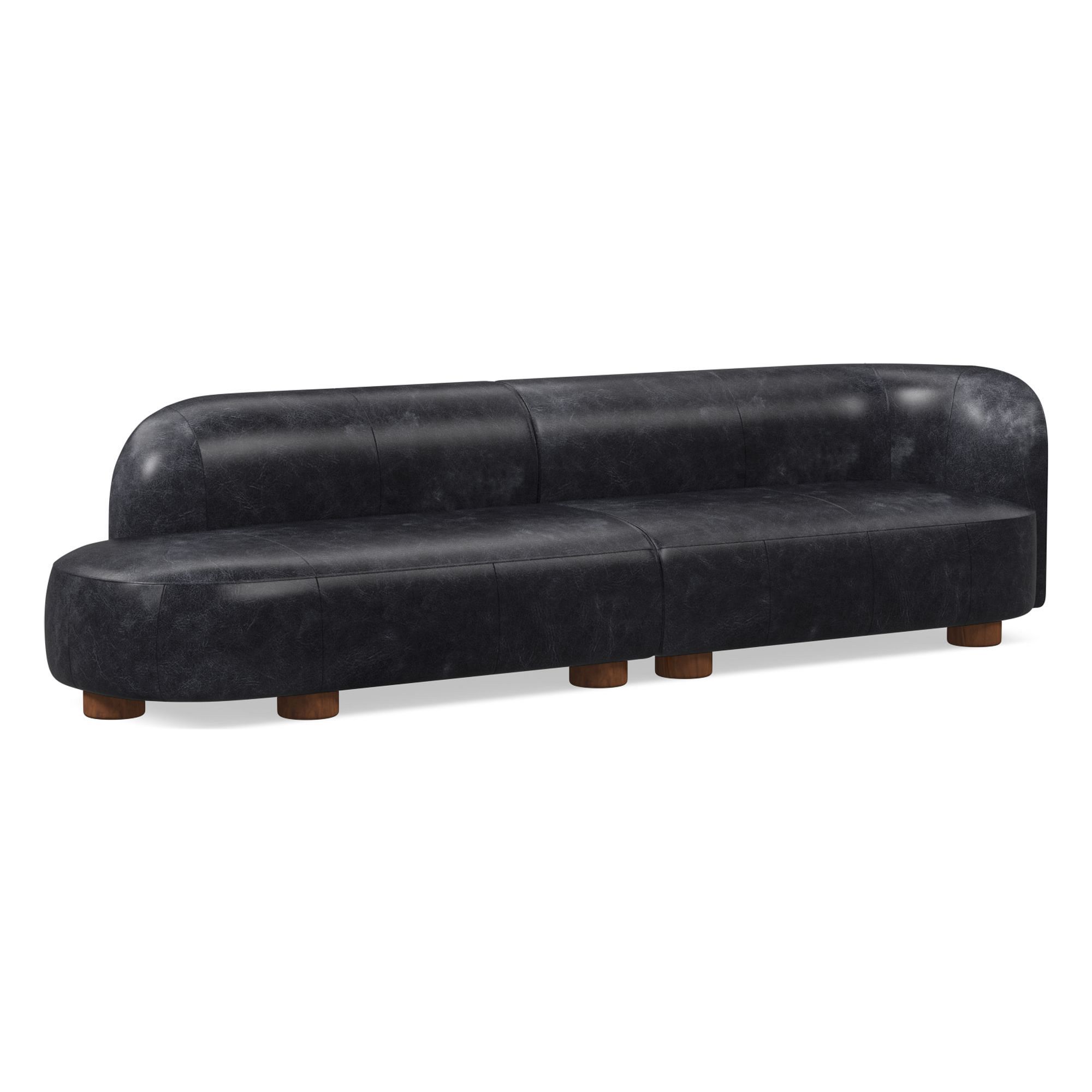 Laurent Leather 2-Piece Bumper Sofa (122.5") | West Elm