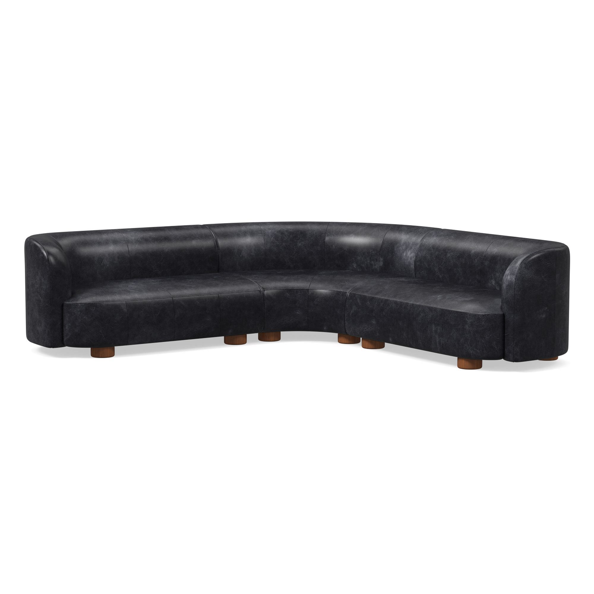 Laurent Leather 3-Piece L-Shaped Wedge Sectional (111.5") | West Elm