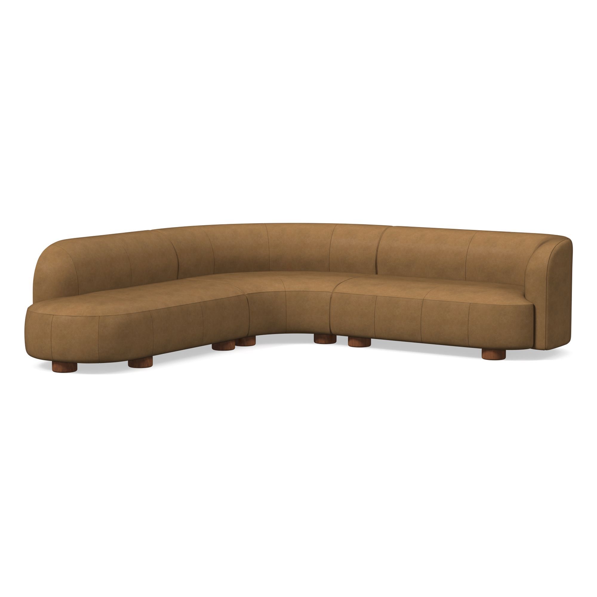 Laurent Leather 3-Piece Bumper Chaise Sectional (111.5") | West Elm