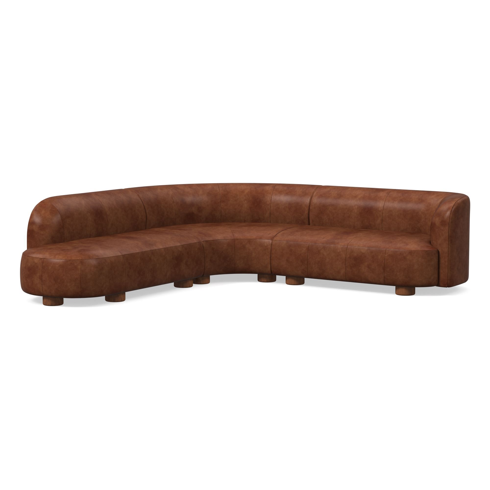 Laurent Leather 3-Piece Bumper Chaise Sectional (111.5") | West Elm