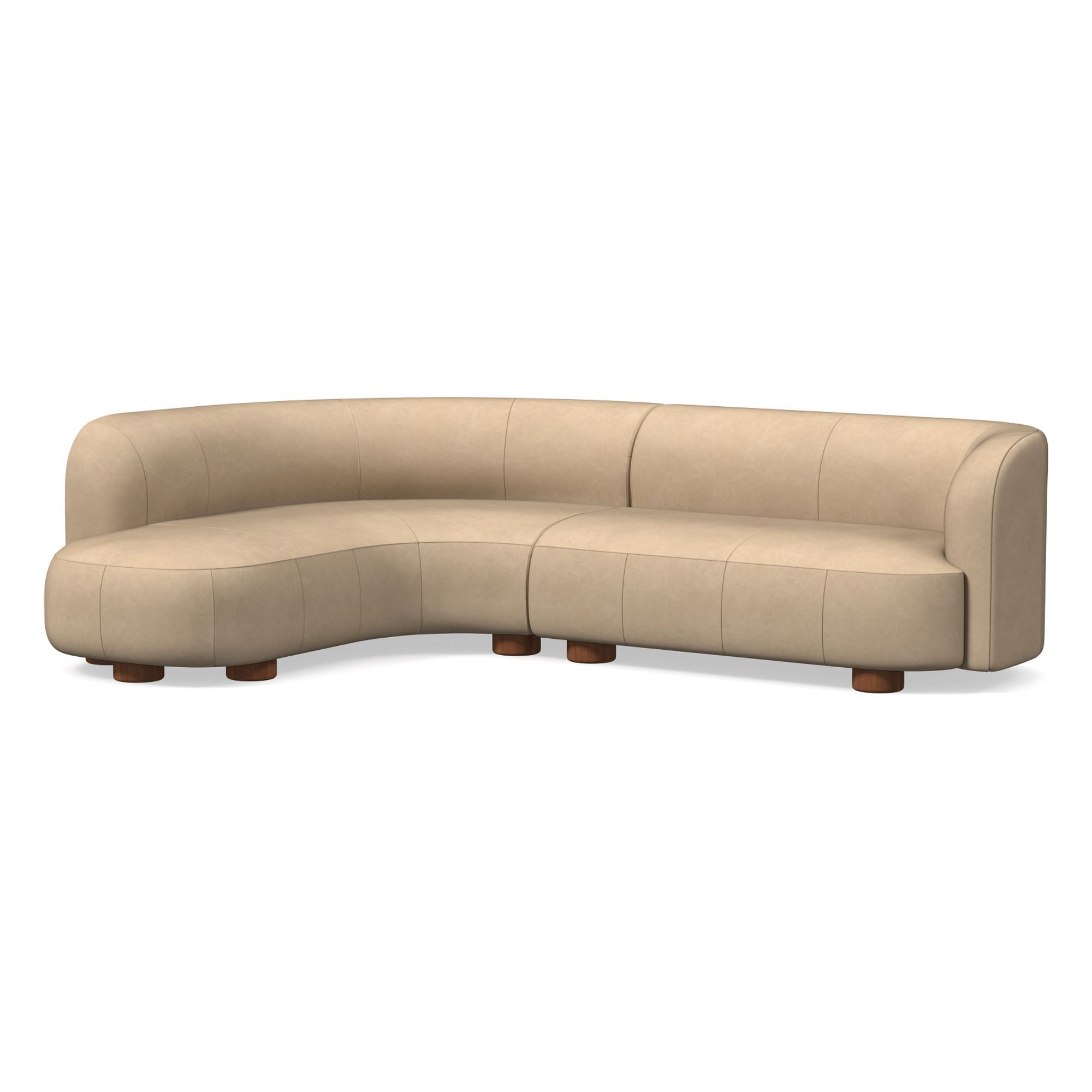 Laurent Leather 2-Piece Wedge Chaise Sectional (111.5") | West Elm